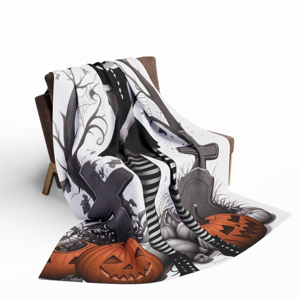 Parody Gothic Halloween Fleece Throw | Spooky Autumn Decor | Cozy Blanket for Dark Home Accents