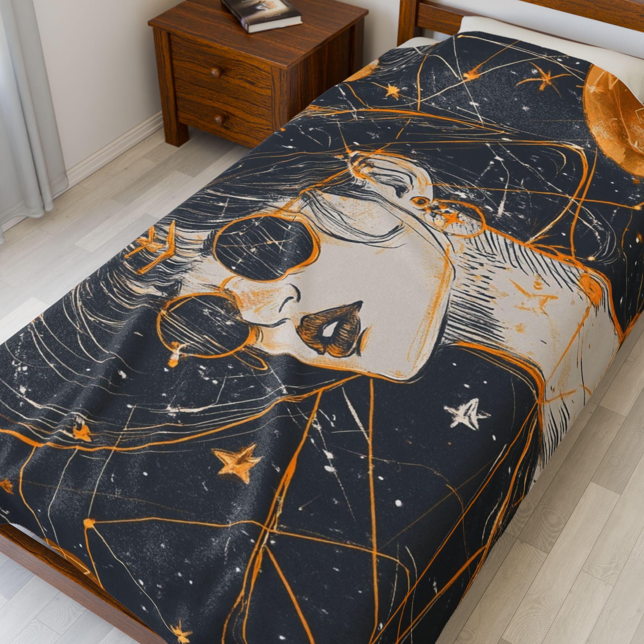 Parody Celestial Velveteen Throw: Cosmic Dreams Plush Blanket for Space Enthusiasts & Stargazers