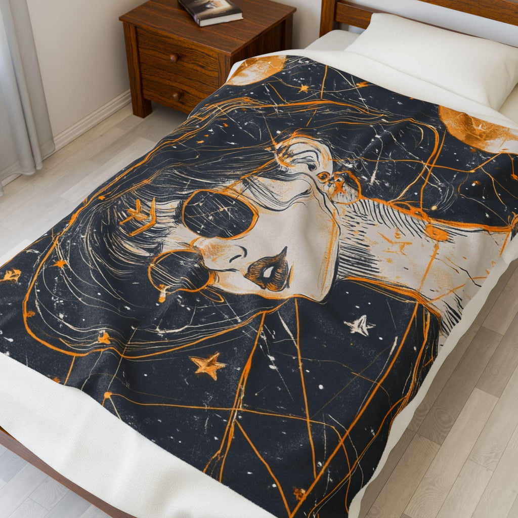 Parody Celestial Velveteen Throw: Cosmic Dreams Plush Blanket for Space Enthusiasts & Stargazers