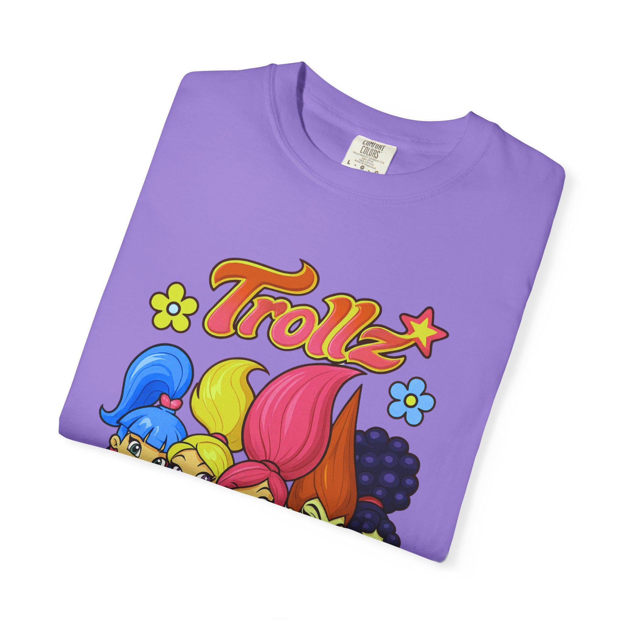 Parody 90s Trollz Parody Graphic Tee: Nostalgic Unisex Garment-Dyed Vintage Hipster Streetwear