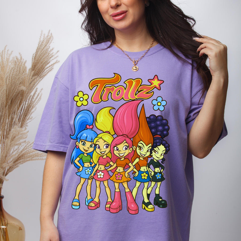 Parody 90s Trollz Parody Graphic Tee: Nostalgic Unisex Garment-Dyed Vintage Hipster Streetwear