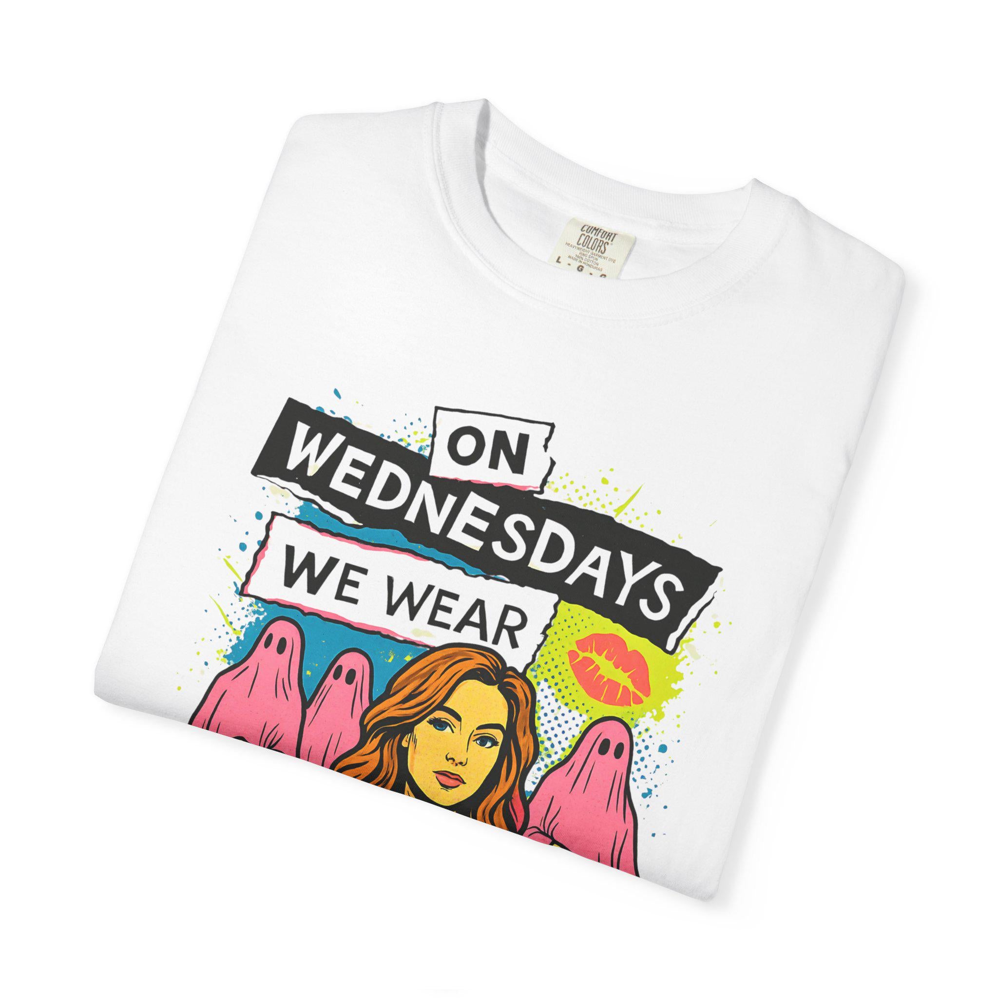 On Wednesdays Graphic Tee: Chic Parody, Pop Culture T-Shirt