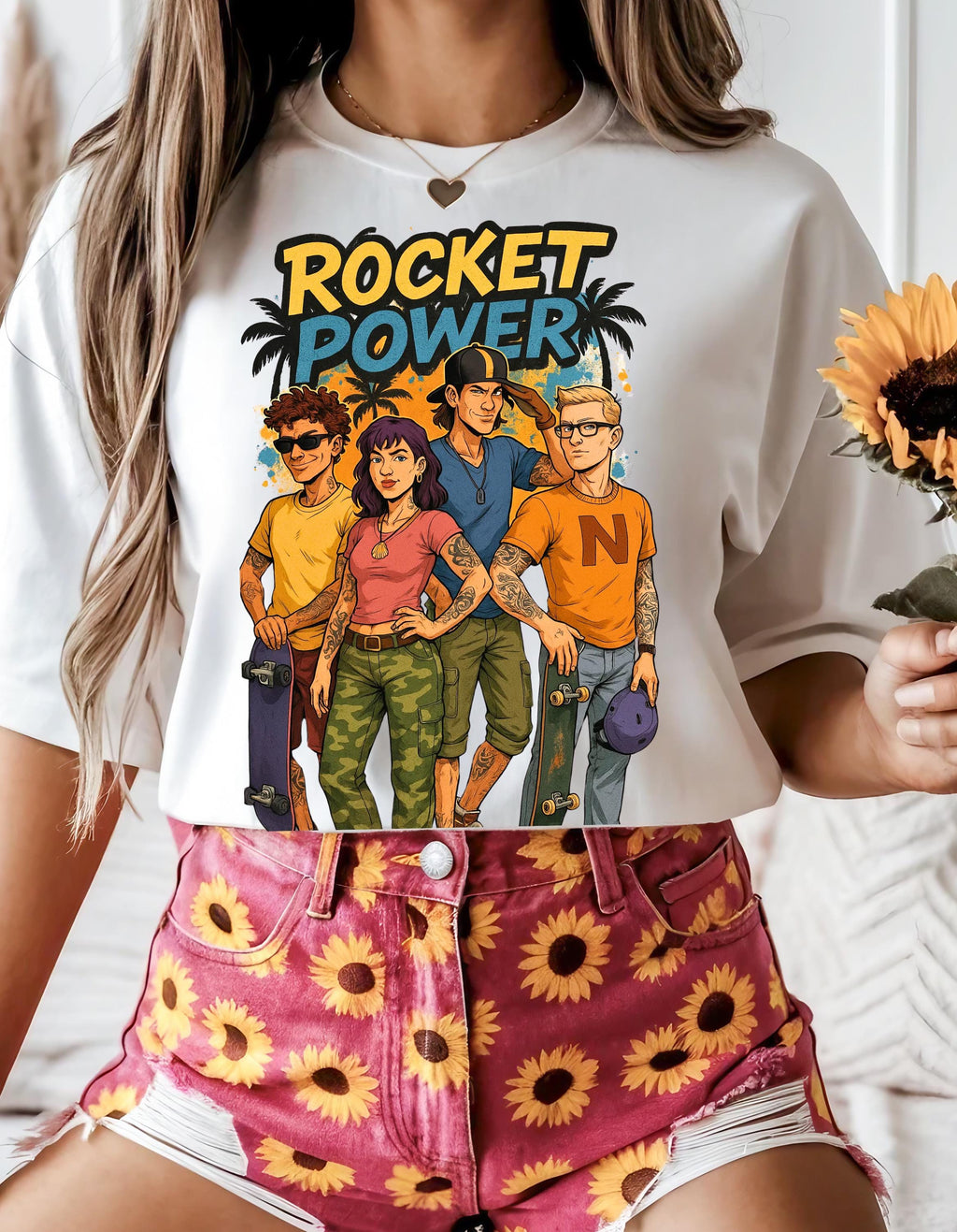 Rocket Power Cartoon Tee: Unisex Garment-Dyed Graphic T-shirt
