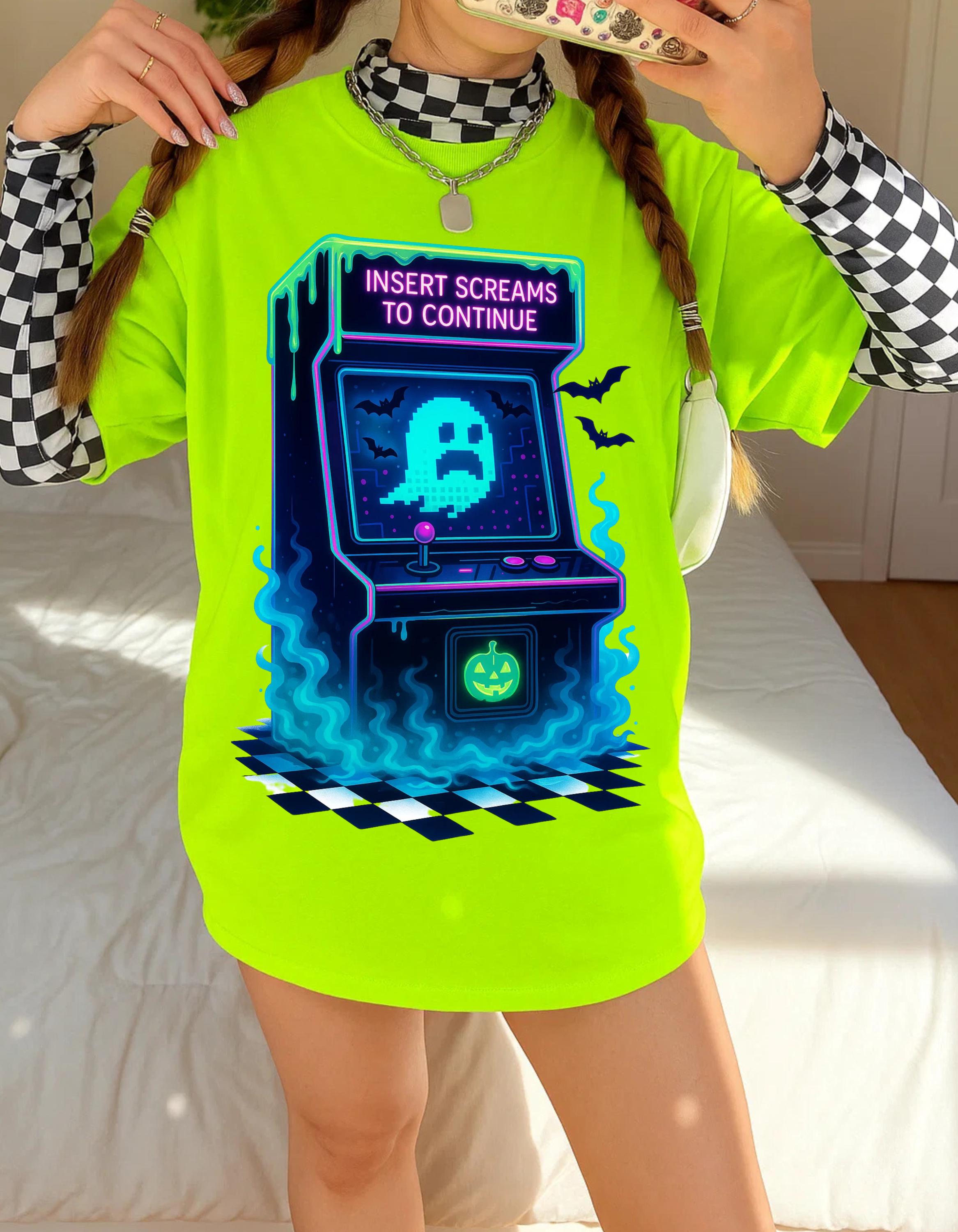 Parody Retro Arcade Ghost Gamer Tee - Unisex Cotton Halloween Costume Shirt - Fun Gaming Gift