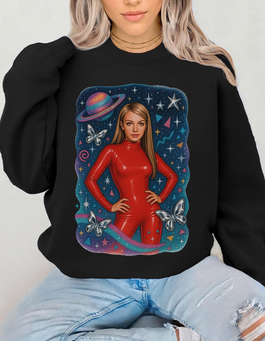 Parody Retro Cosmic Dreamer Crewneck: Unisex Space Art Sweatshirt for Cozy Fashion Lovers