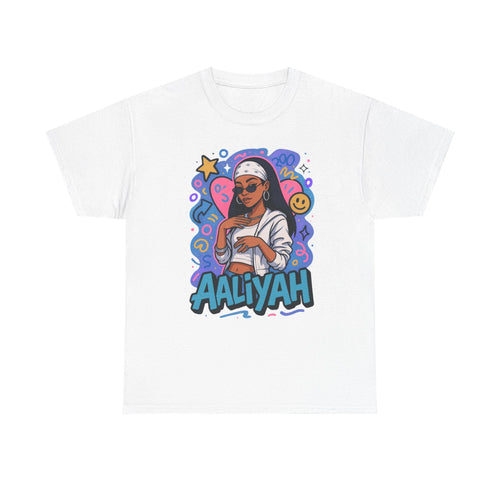 Aaliyah-Inspired Retro Streetwear Unisex Cotton Tee: Music Lover's Casual Fashion Statement