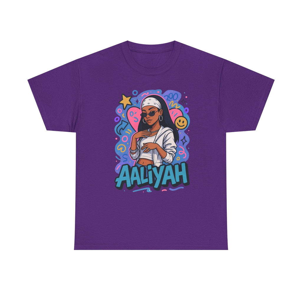 Aaliyah-Inspired Retro Streetwear Unisex Cotton Tee: Music Lover's Casual Fashion Statement