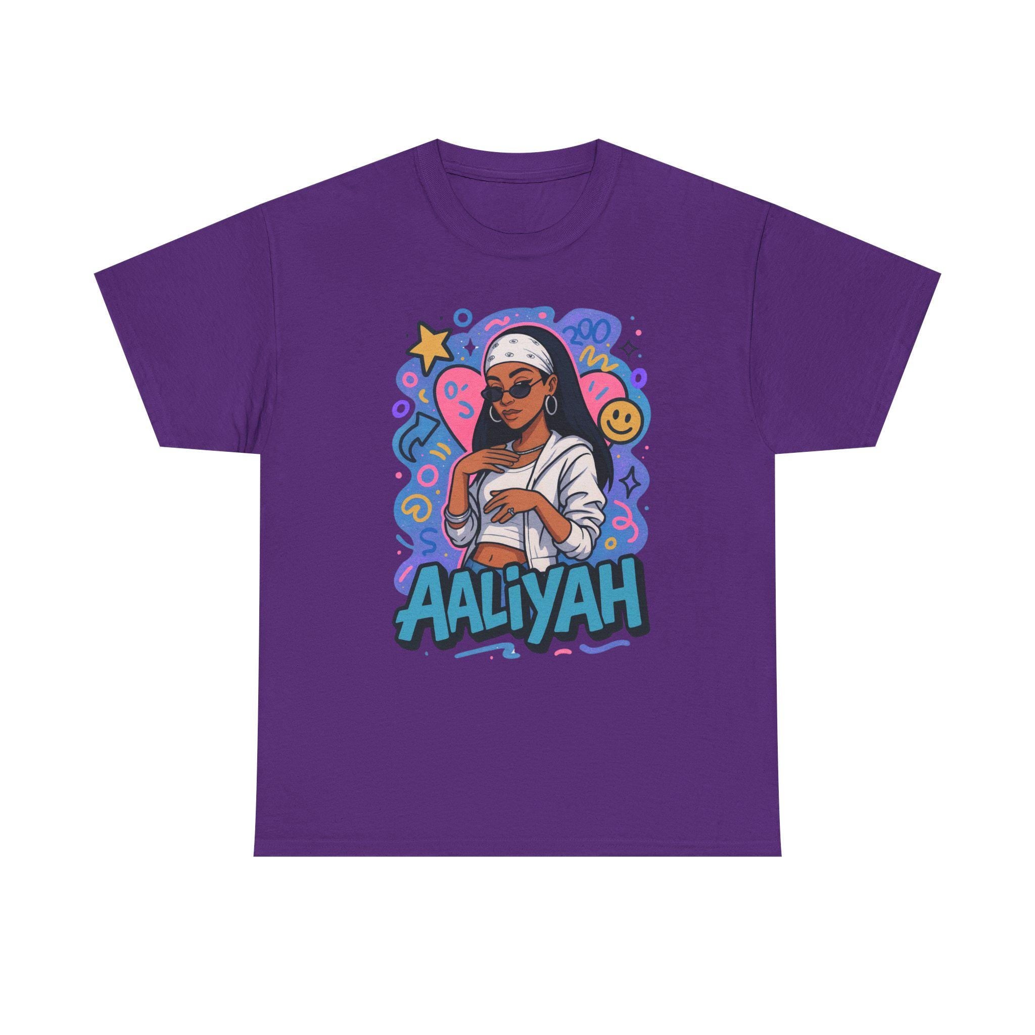 Aaliyah-Inspired Retro Streetwear Unisex Cotton Tee: Music Lover's Casual Fashion Statement