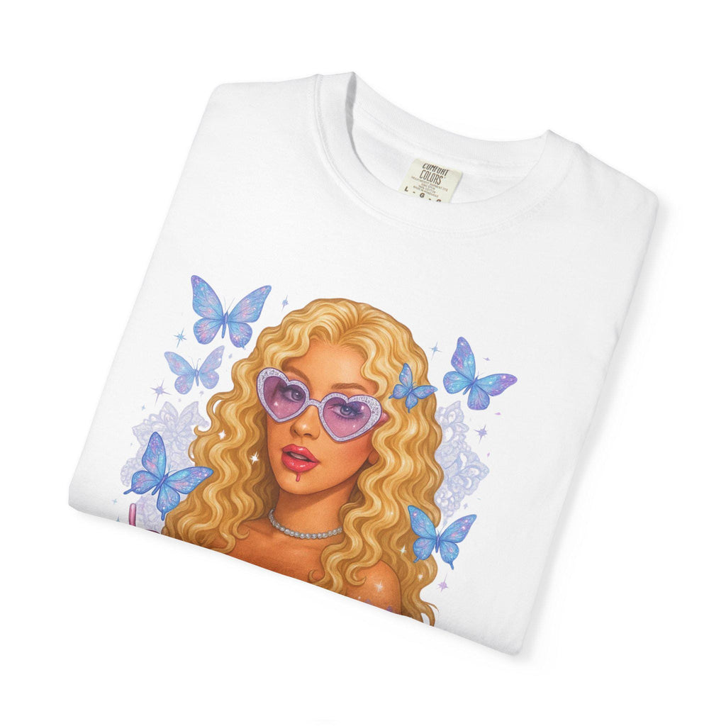Parody Butterfly Print T-Shirt: Garment-Dyed US Cotton Tee