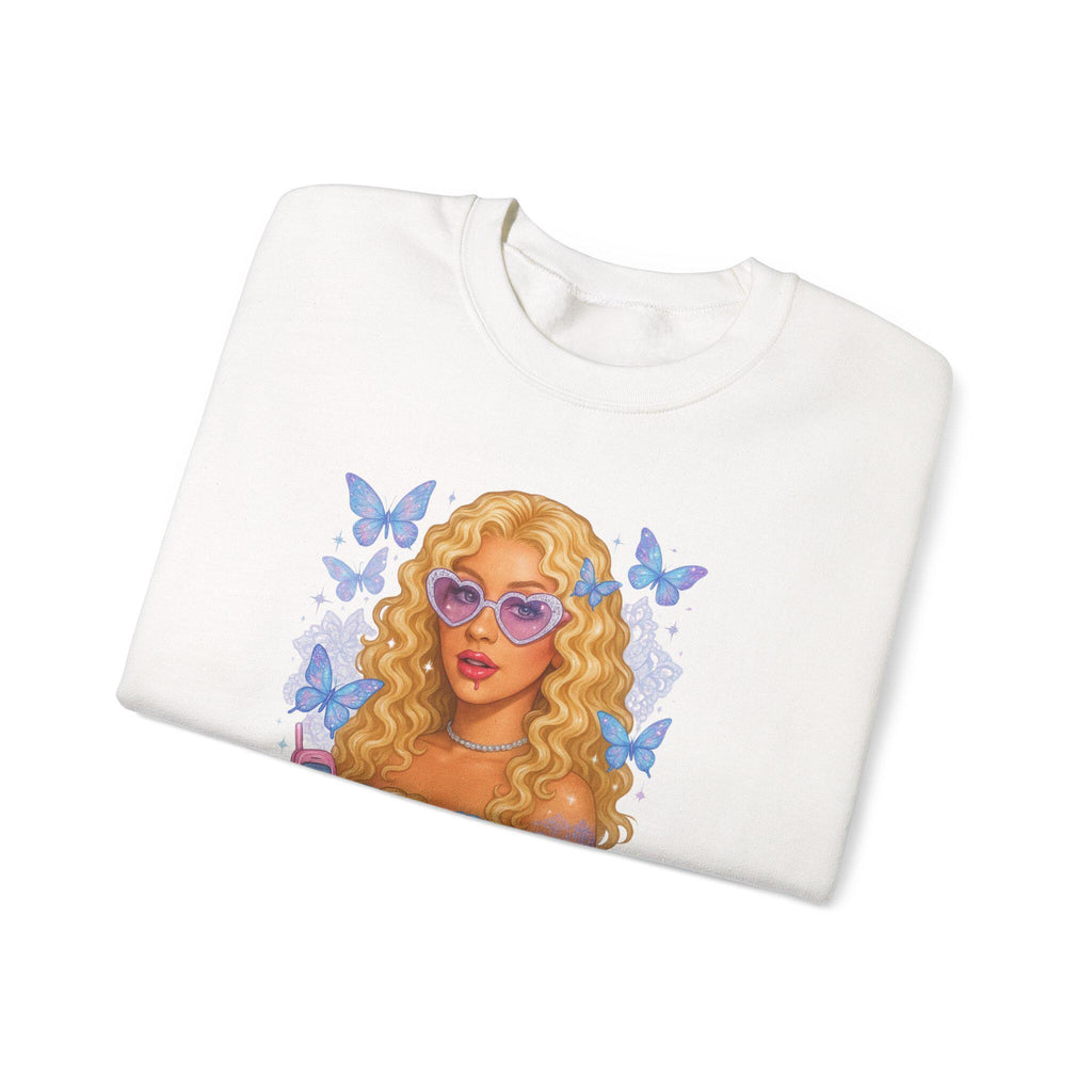 Butterfly Graphic Crewneck Sweatshirt: Trendy Parody Fashion