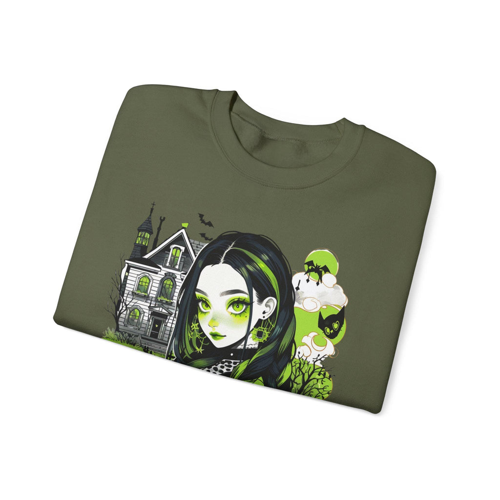 Parody Spooky Chic Crewneck: Unisex Halloween Graphic Sweatshirt for Fall & Cozy Nights