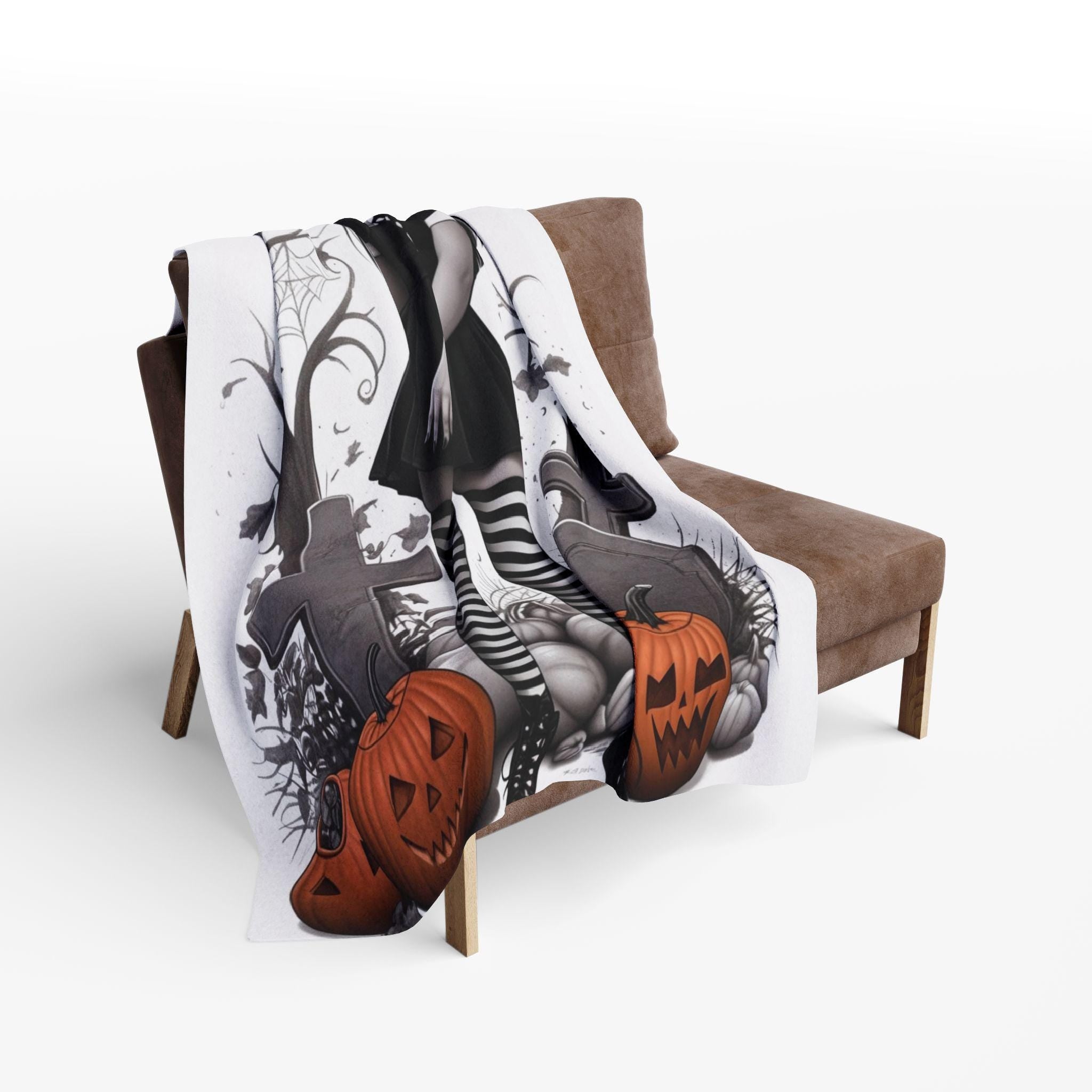 Parody Gothic Halloween Fleece Throw | Spooky Autumn Decor | Cozy Blanket for Dark Home Accents