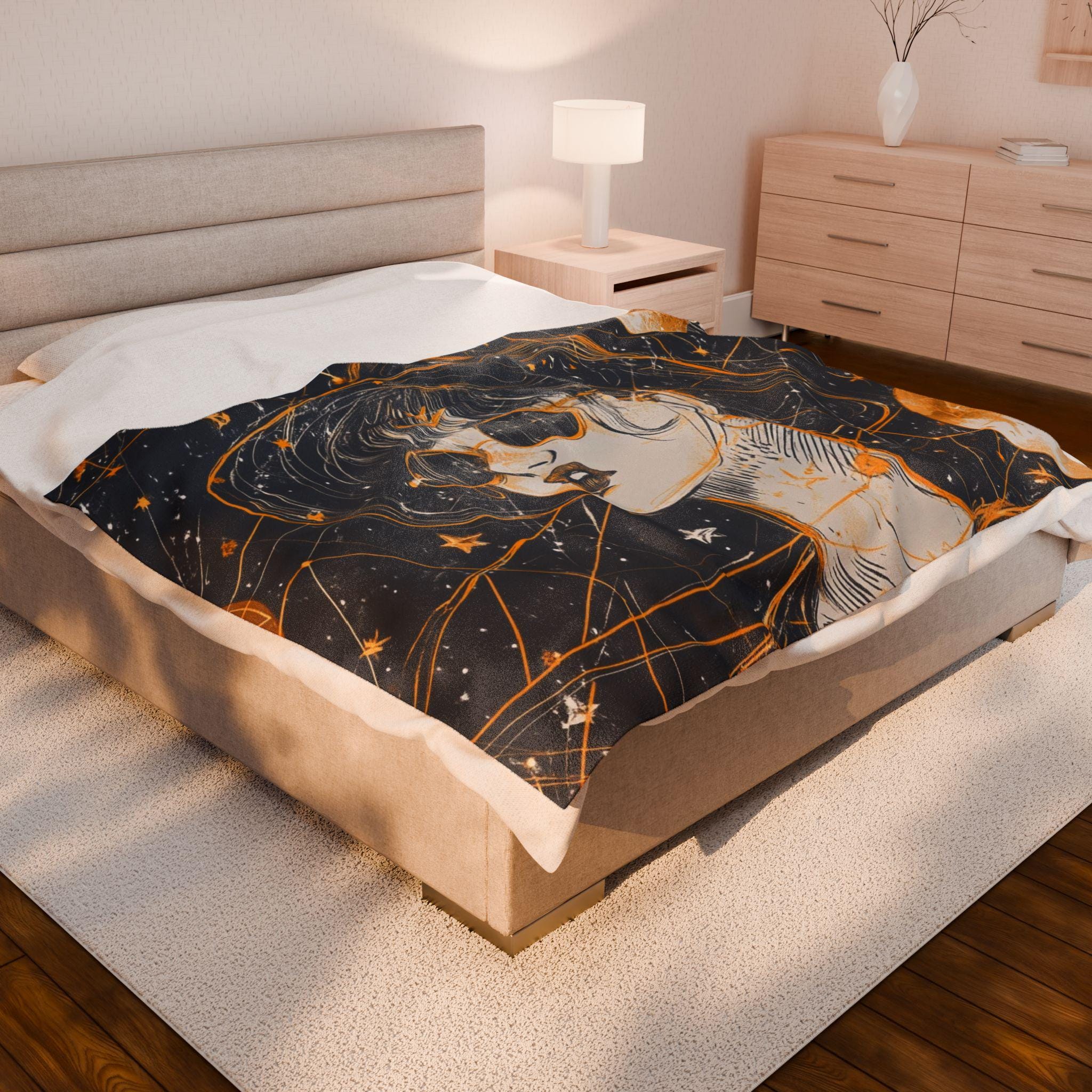 Parody Celestial Velveteen Throw: Cosmic Dreams Plush Blanket for Space Enthusiasts & Stargazers