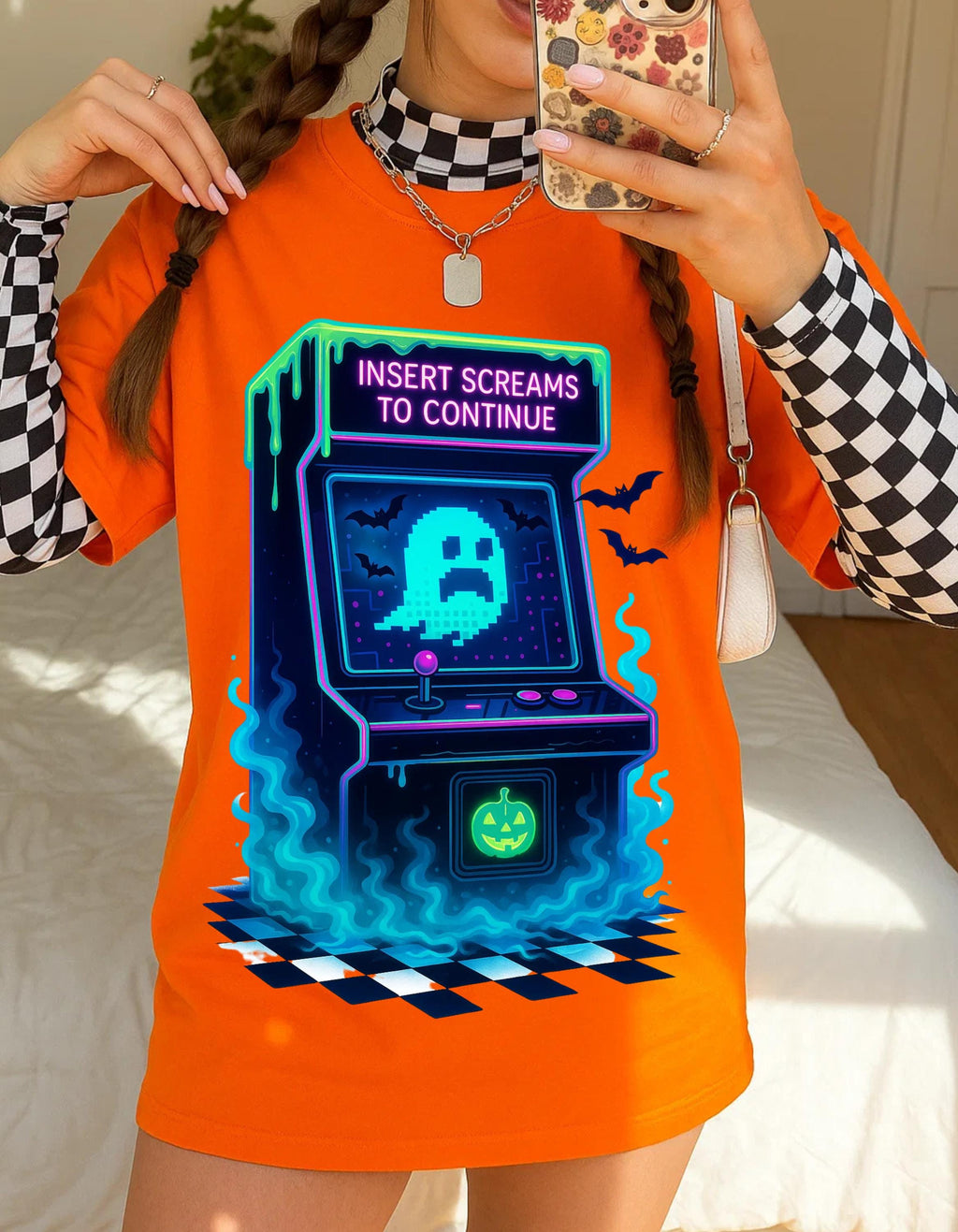 Parody Retro Arcade Ghost Gamer Tee - Unisex Cotton Halloween Costume Shirt - Fun Gaming Gift