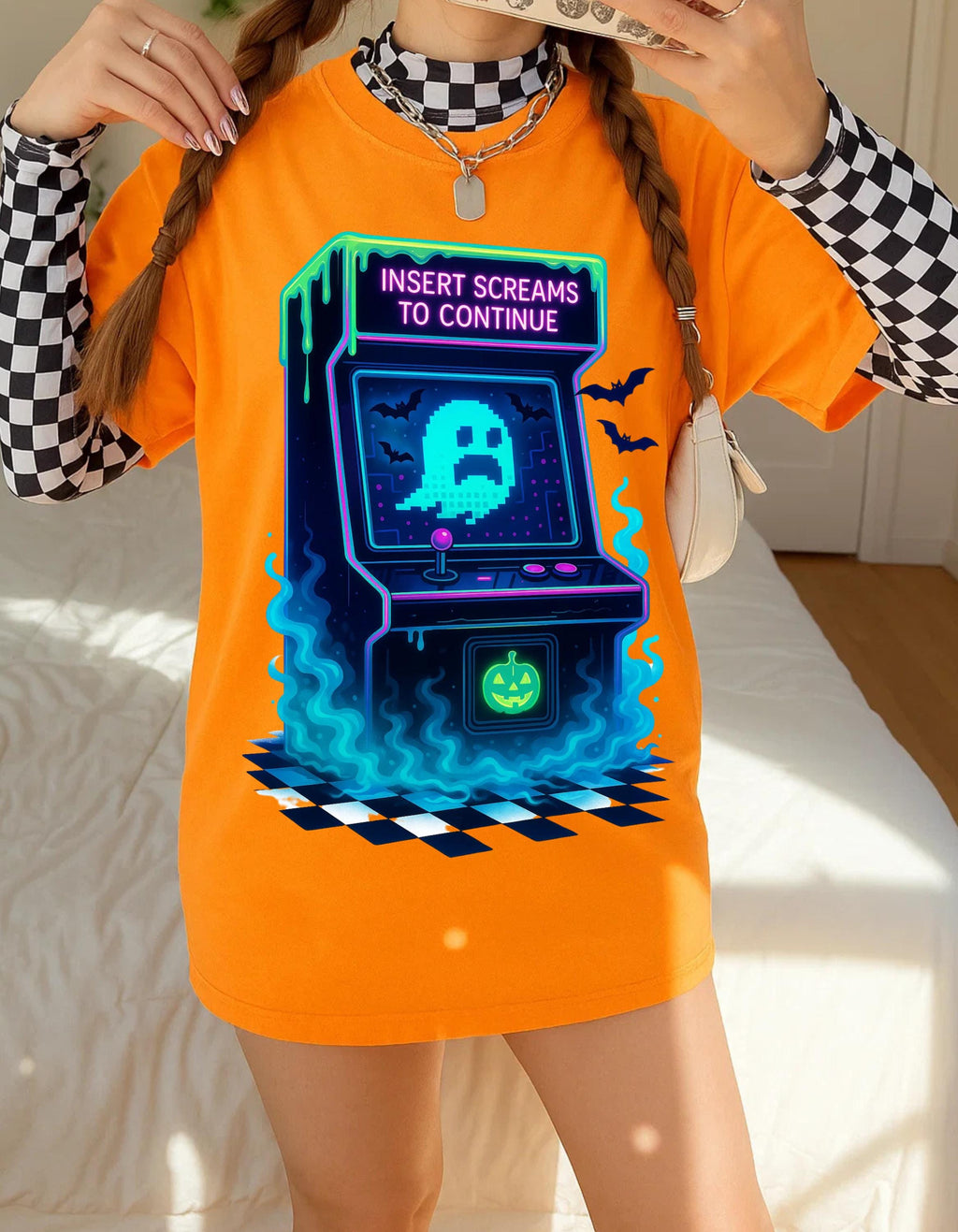 Parody Retro Arcade Ghost Gamer Tee - Unisex Cotton Halloween Costume Shirt - Fun Gaming Gift