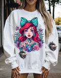 Vintage Tattooed Mermaid Crewneck: Grunge Y2K Unisex Sweater, Alternative Hipster Fashion Pullover