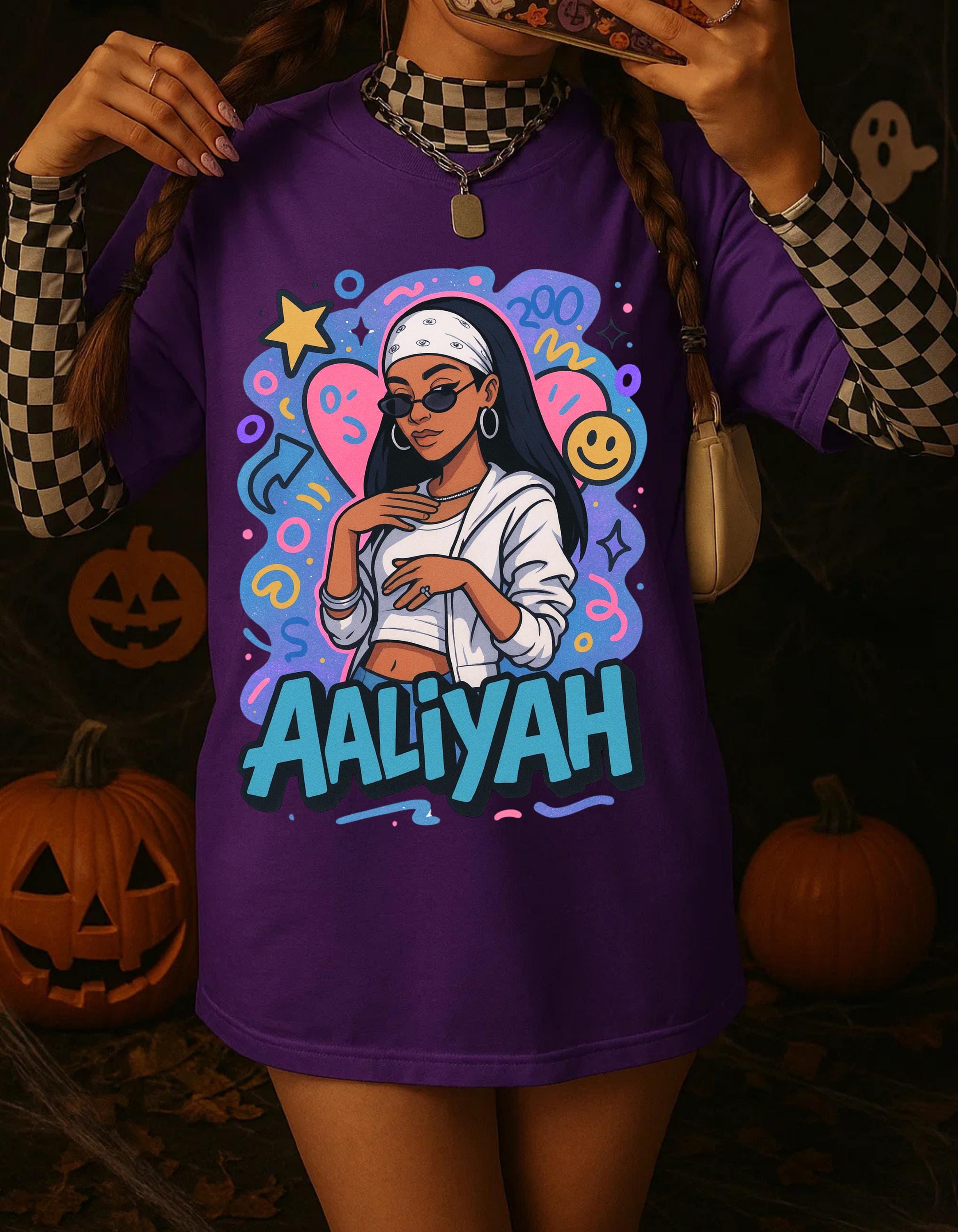 Aaliyah-Inspired Retro Streetwear Unisex Cotton Tee: Music Lover's Casual Fashion Statement