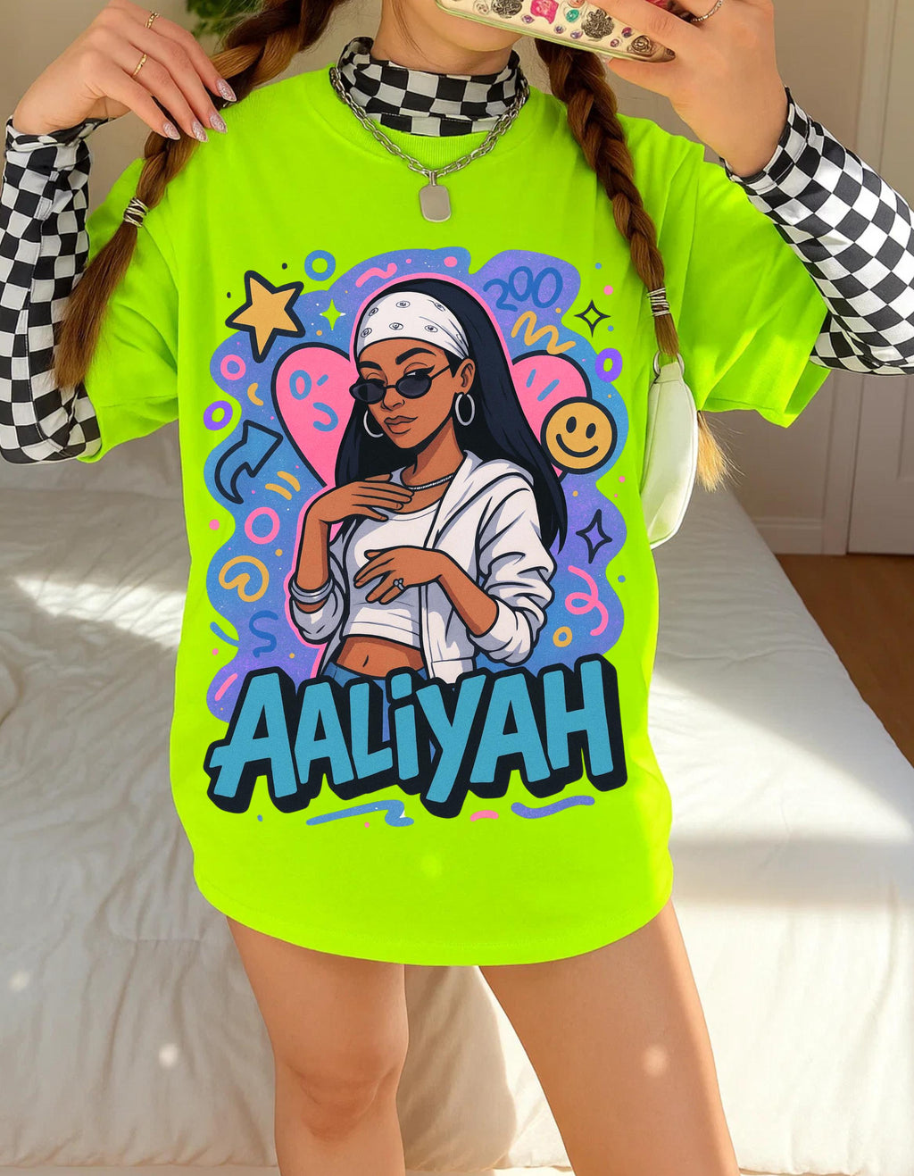 Aaliyah-Inspired Retro Streetwear Unisex Cotton Tee: Music Lover's Casual Fashion Statement