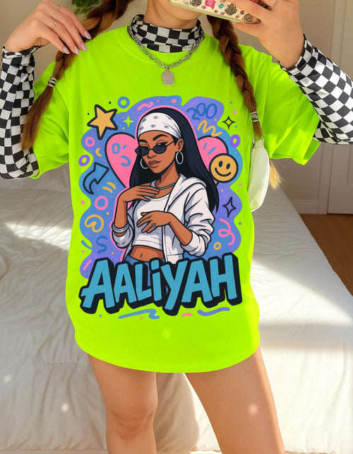 Aaliyah-Inspired Retro Streetwear Unisex Cotton Tee: Music Lover's Casual Fashion Statement