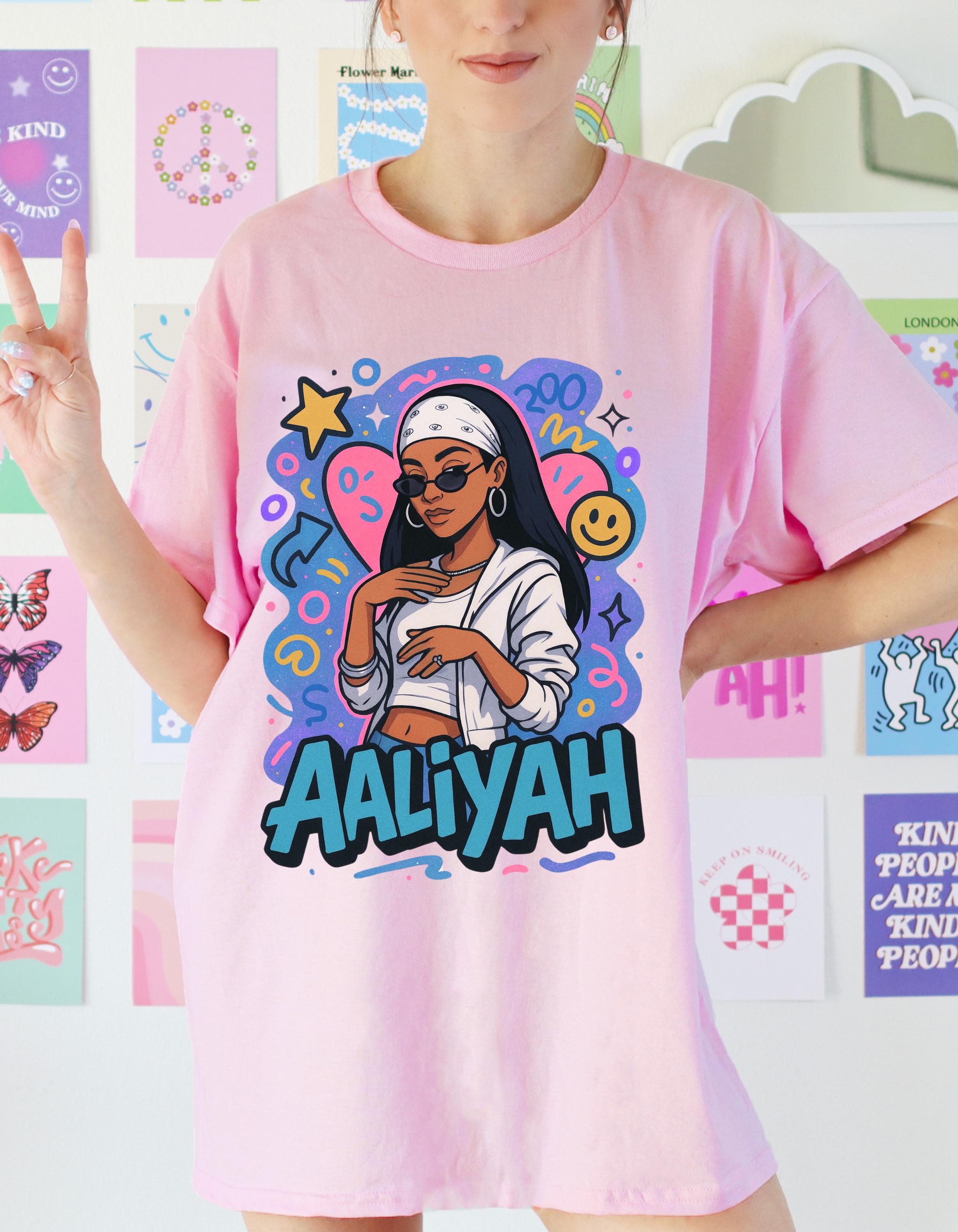 Aaliyah-Inspired Retro Streetwear Unisex Cotton Tee: Music Lover's Casual Fashion Statement