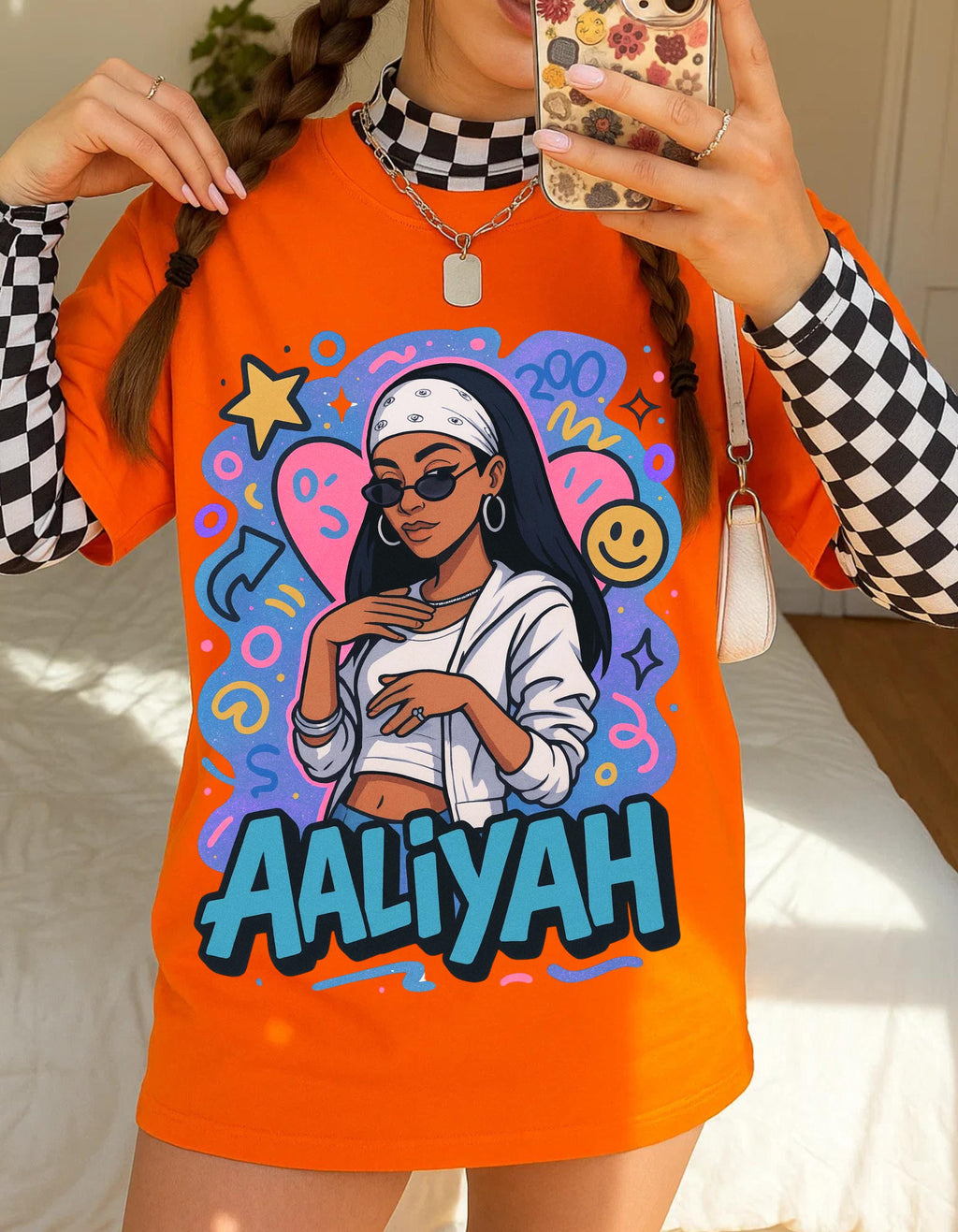 Aaliyah-Inspired Retro Streetwear Unisex Cotton Tee: Music Lover's Casual Fashion Statement
