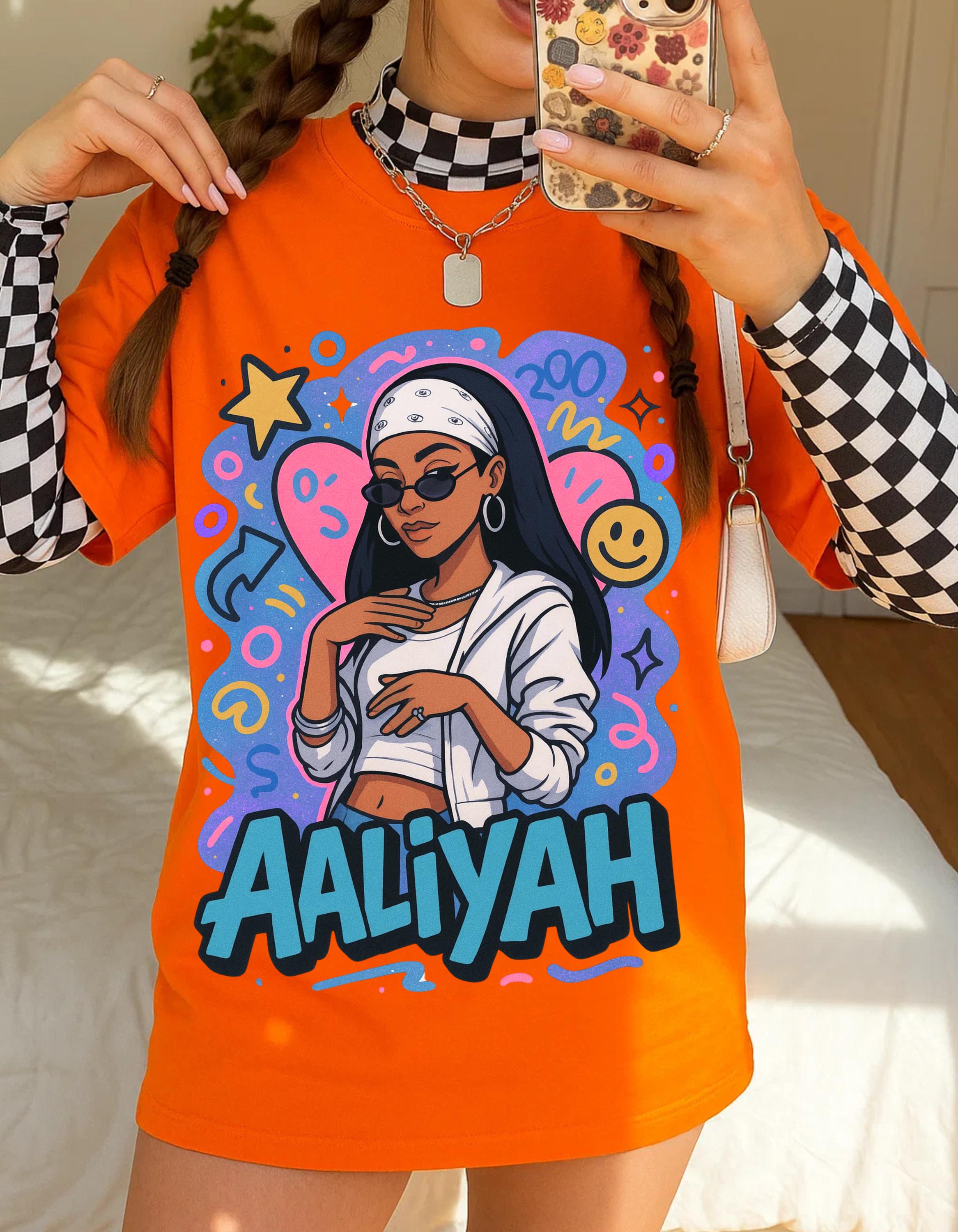 Aaliyah-Inspired Retro Streetwear Unisex Cotton Tee: Music Lover's Casual Fashion Statement
