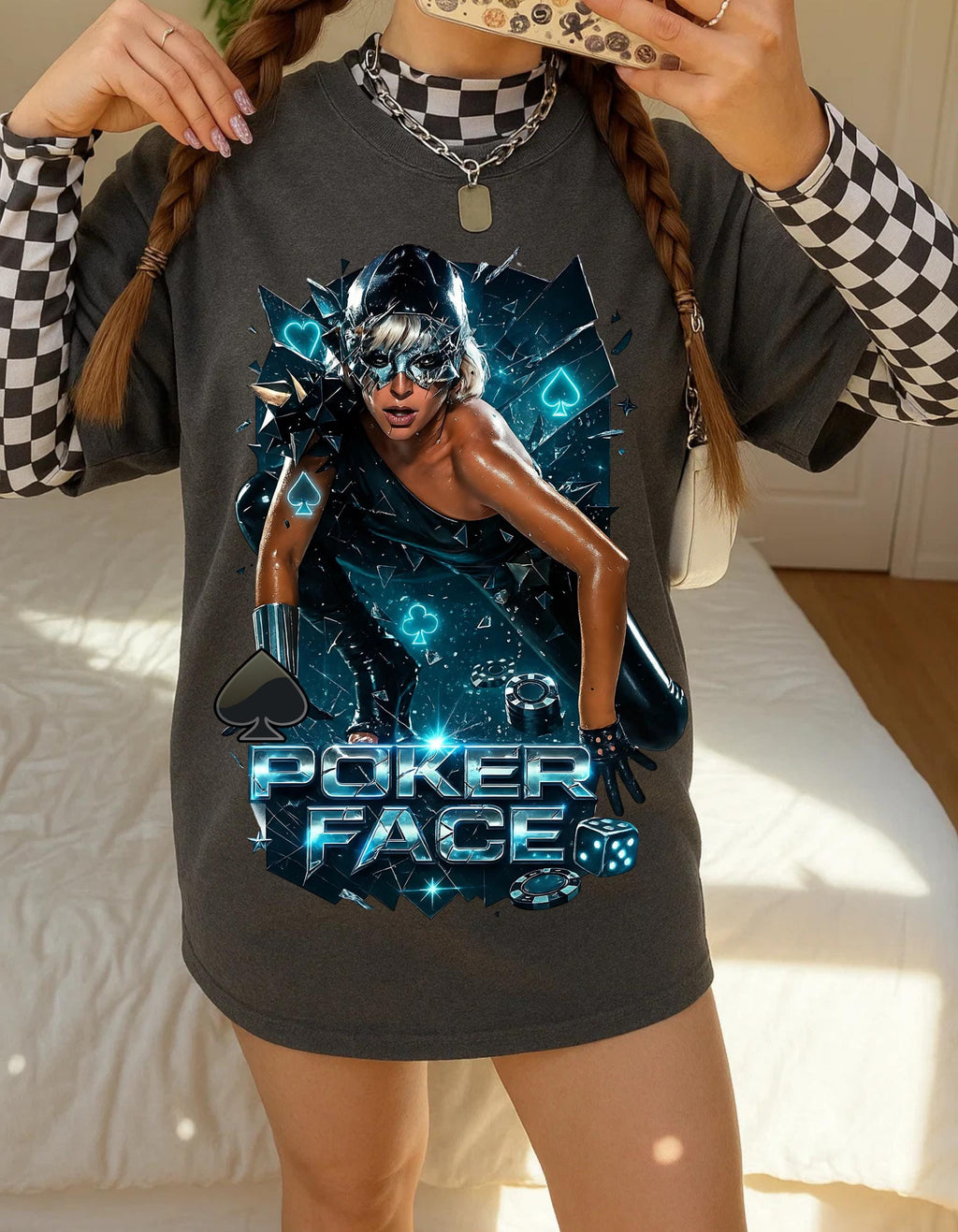 Poker Face Graphic Tee: Unisex Heavy Cotton T-Shirt
