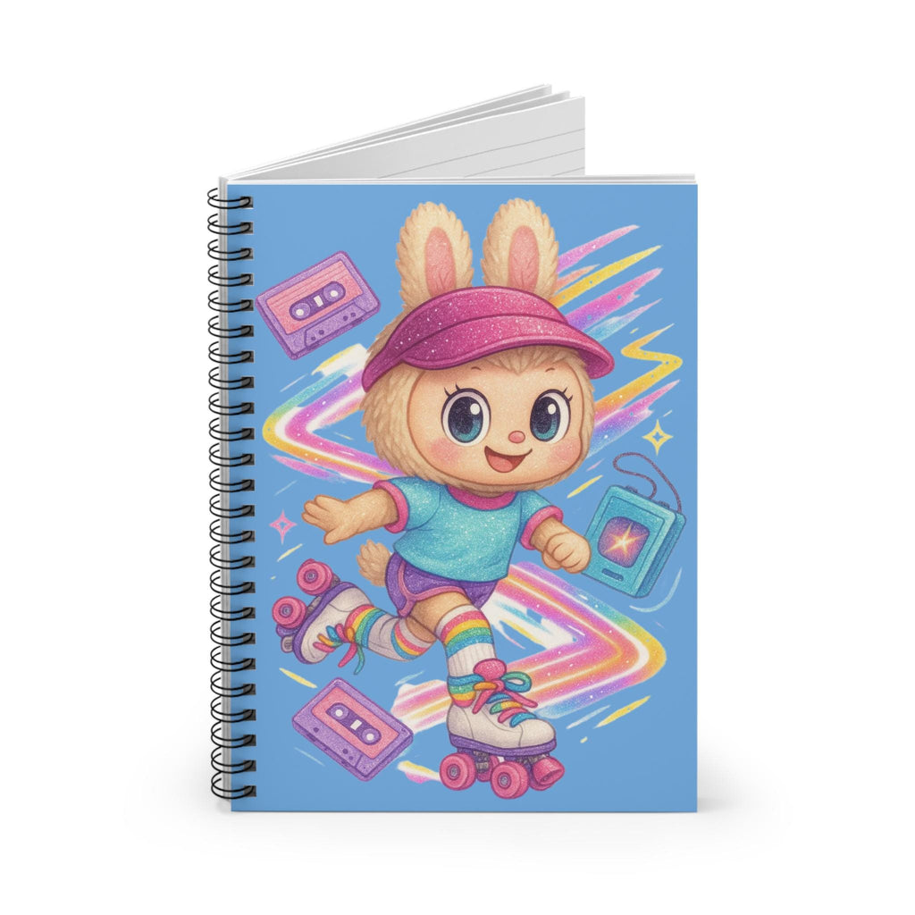 Parody Retro 90s Roller Skating Bunny Spiral Notebook: Cute Journal for Kids, School Supplies & Fun Writing