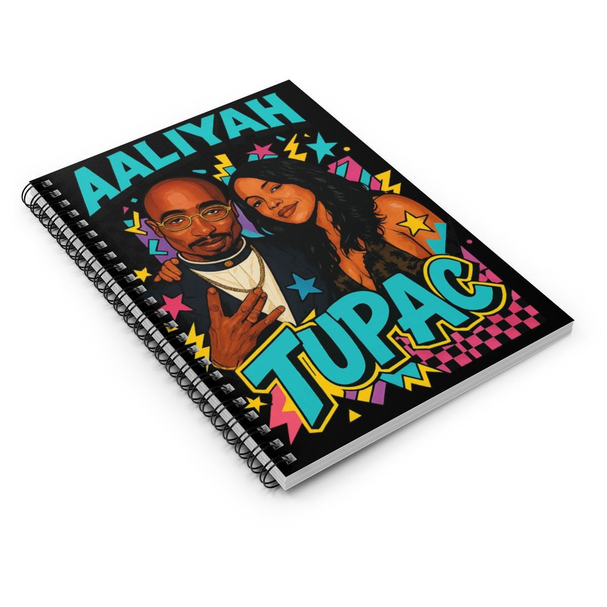 Parody Colorful Music Icon Spiral Notebook - Ruled Line Journal | Vintage Hip Hop Inspired Stationery Gift