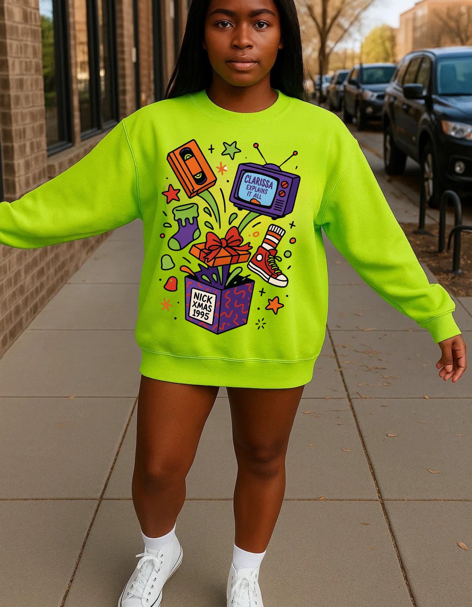 Vibrant Retro Parody Crewneck: Unisex Vintage Graphic Sweatshirt for Trendy Casual Loungewear