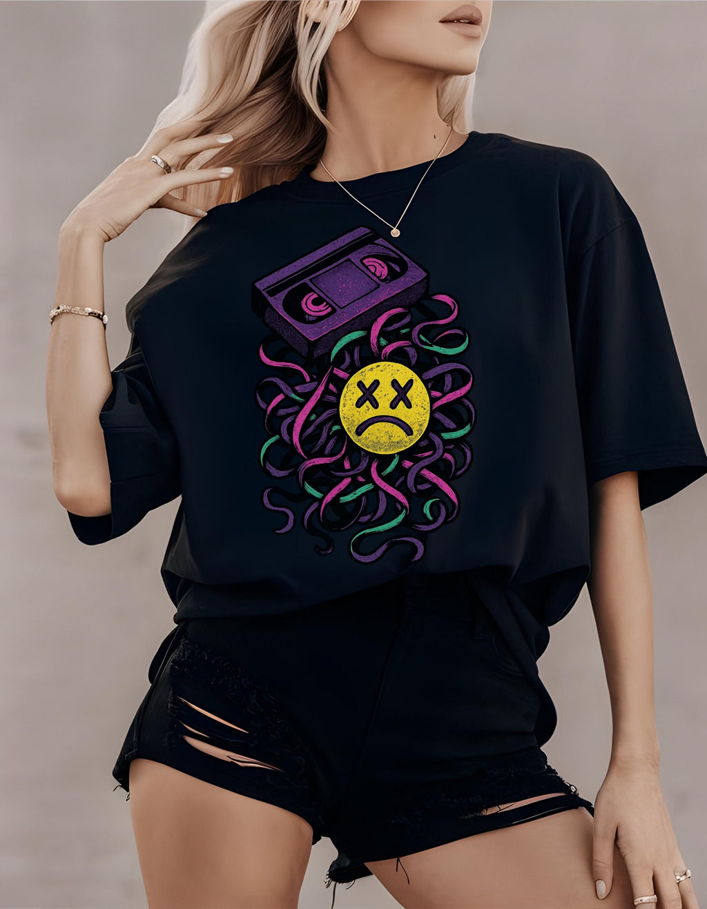 Retro Chaos Music Tee: Vibrant Graphic Unisex Cotton Shirt