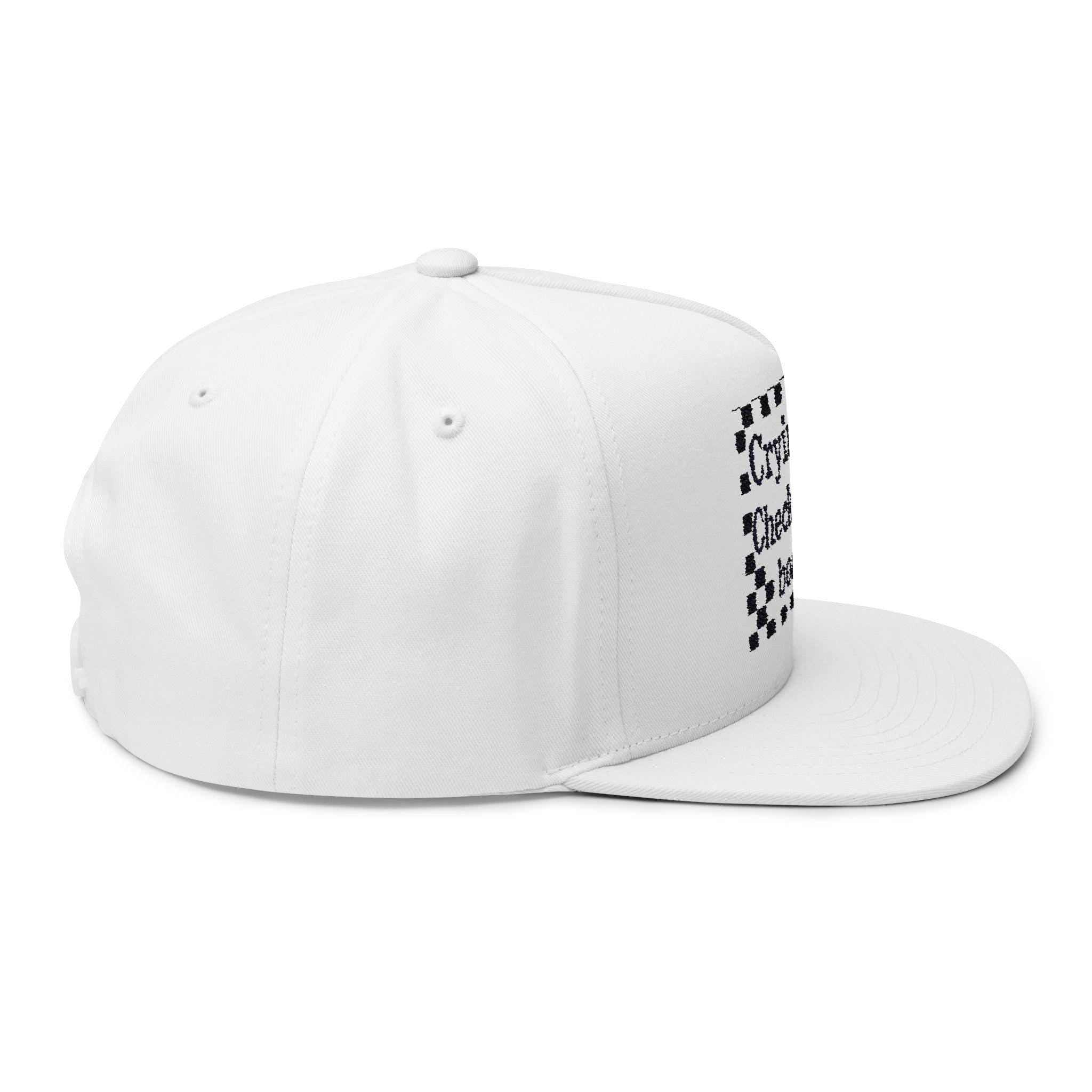 Crying Checkerboard Flat Bill Cap: Trendy Cotton Twill Snapback