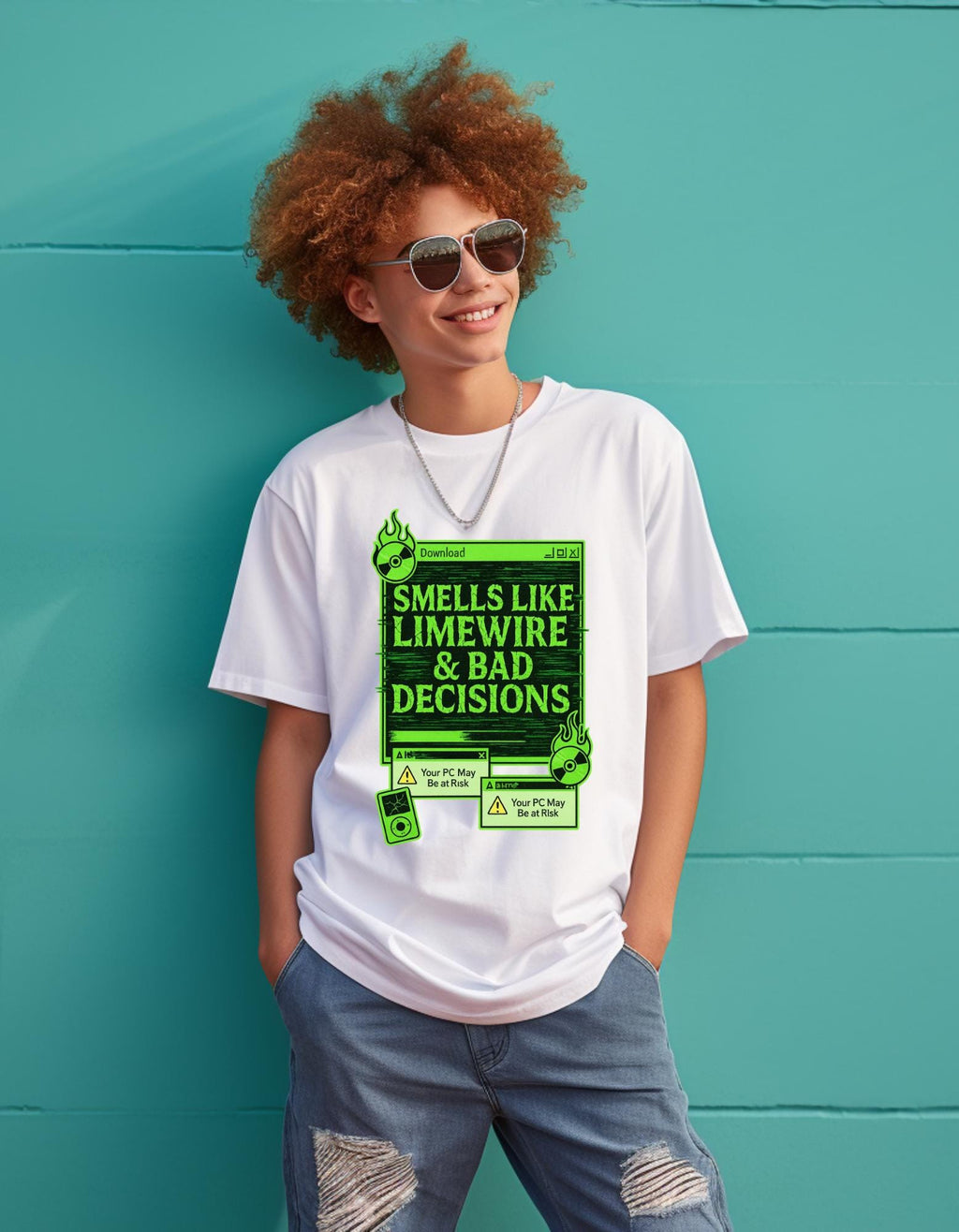 Nostalgic Limewire Humor Tee: Retro Music Lovers Unisex Cotton Shirt - Funny Pop Culture Gift