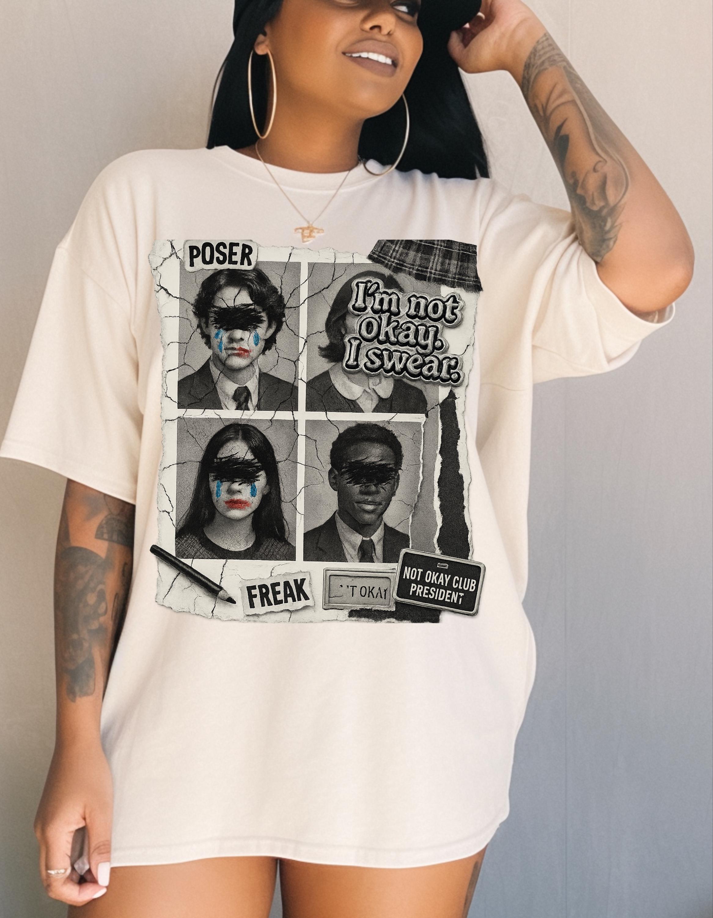 Edgy Unisex Graphic Tee: Fun Statement Cotton Shirt for Casual Wear, Trendy Fashion Gift