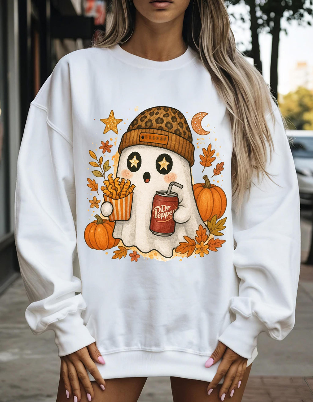 Adorable Halloween Ghost Sweatshirt: Cozy Autumn Wear for Fall Celebrations & Spooky Season