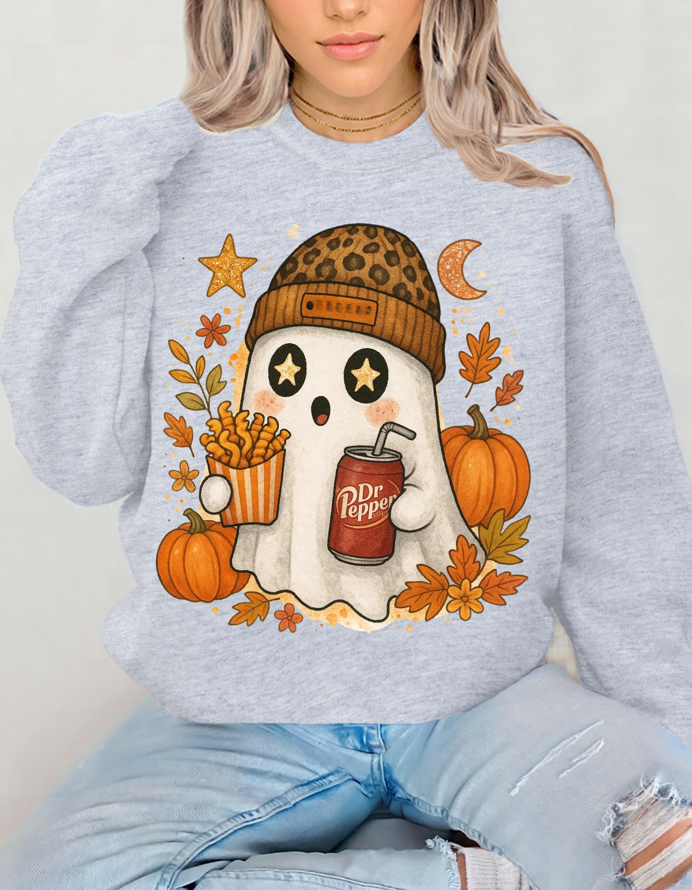 Adorable Halloween Ghost Sweatshirt: Cozy Autumn Wear for Fall Celebrations & Spooky Season