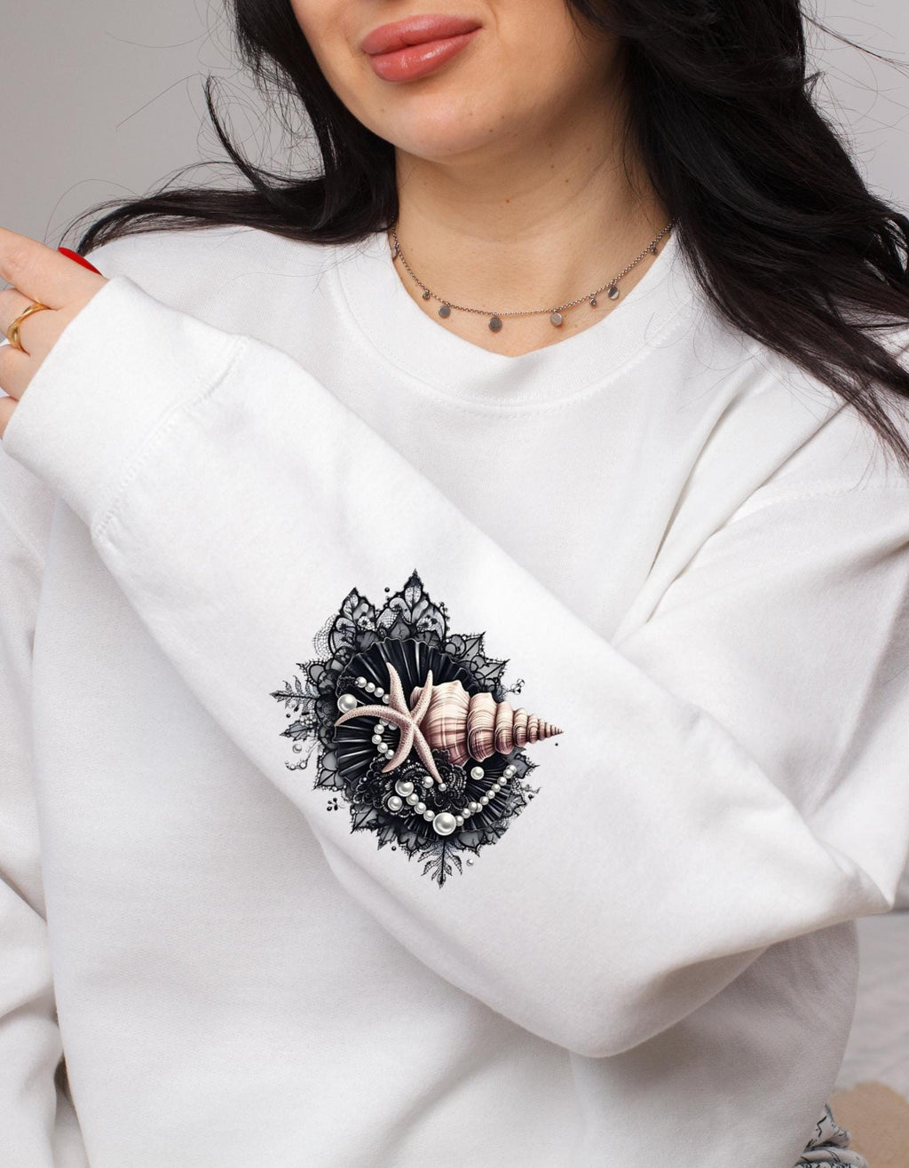 Vintage Tattooed Mermaid Crewneck: Grunge Y2K Unisex Sweater, Alternative Hipster Fashion Pullover