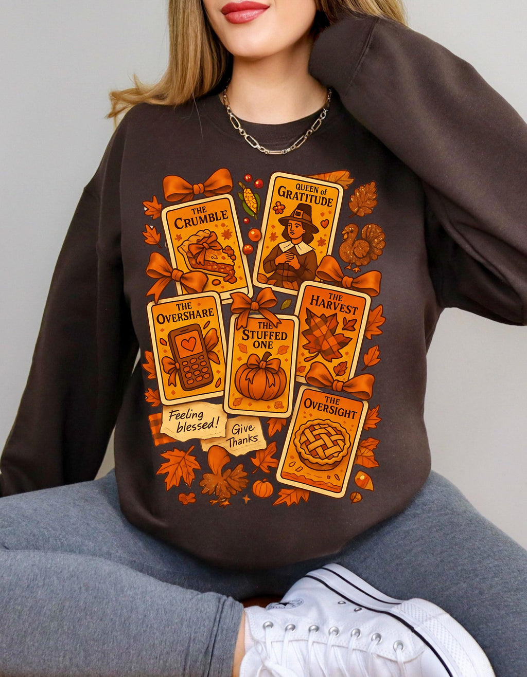 Cozy Autumn Tarot Harvest Sweatshirt - Unisex Fall Fashion Crewneck for Thanksgiving Weekend