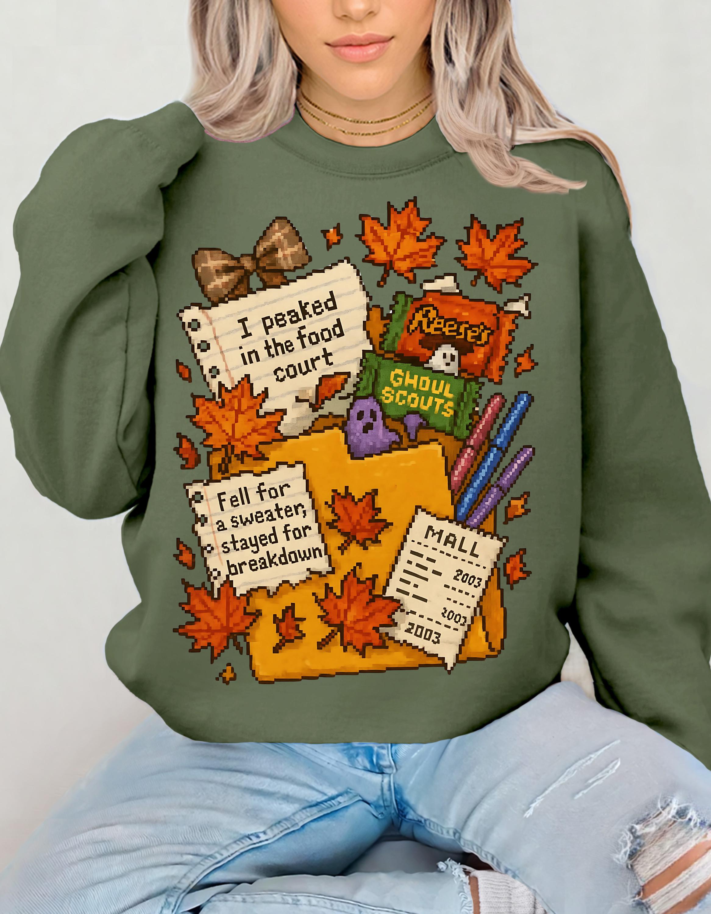 Pixelated Autumn Crewneck Sweatshirt: Cozy Fall Fashion