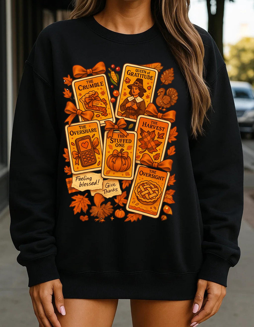 Cozy Autumn Tarot Harvest Sweatshirt - Unisex Fall Fashion Crewneck for Thanksgiving Weekend