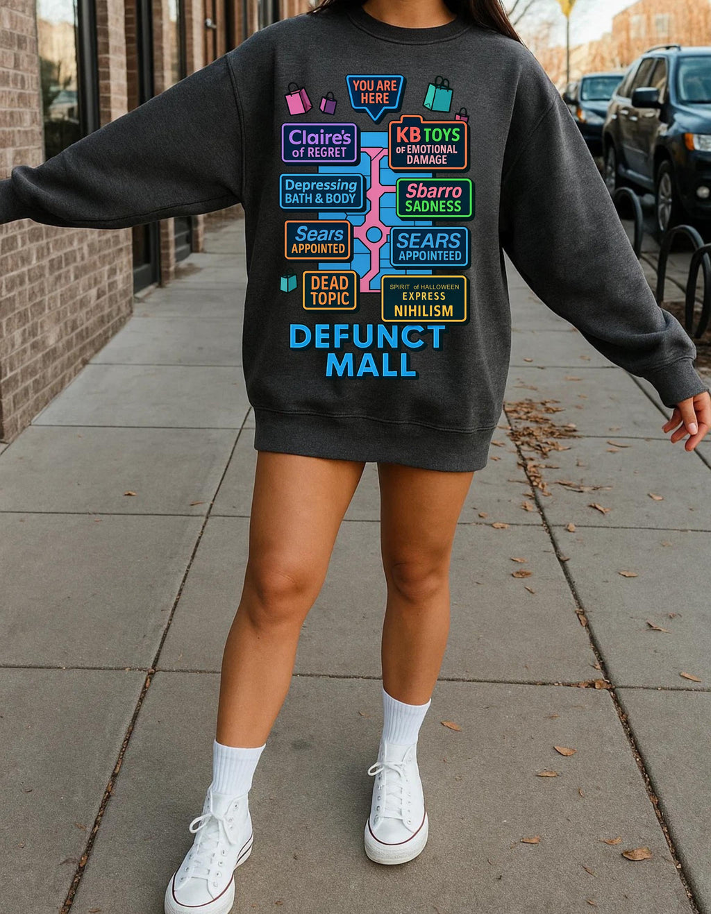 Retro Defunct Mall Sweatshirt: 90s Nostalgia Crewneck