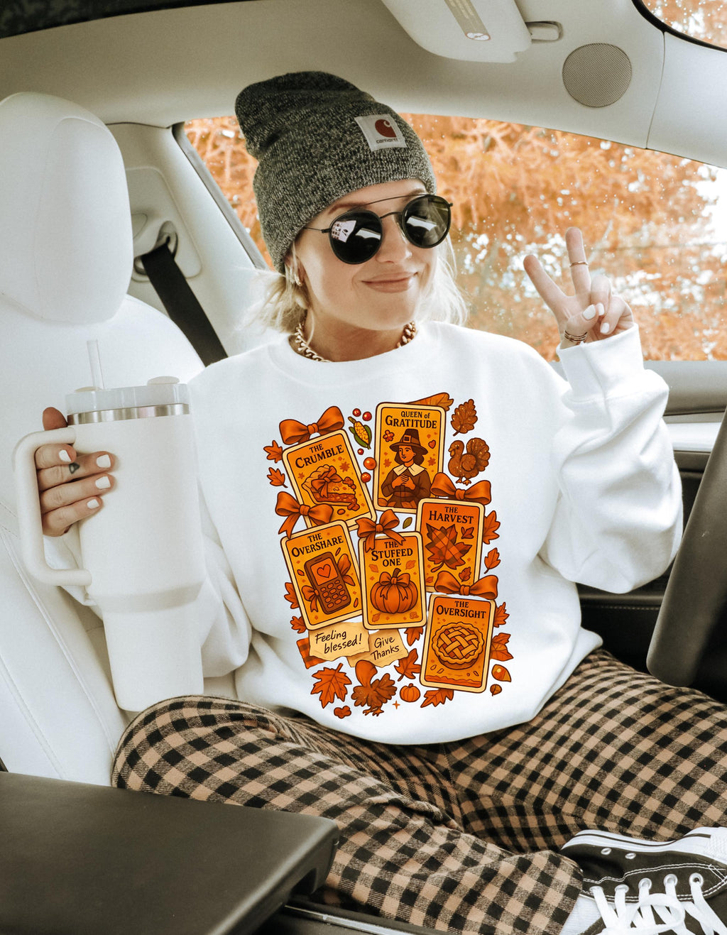 Cozy Autumn Tarot Harvest Sweatshirt - Unisex Fall Fashion Crewneck for Thanksgiving Weekend
