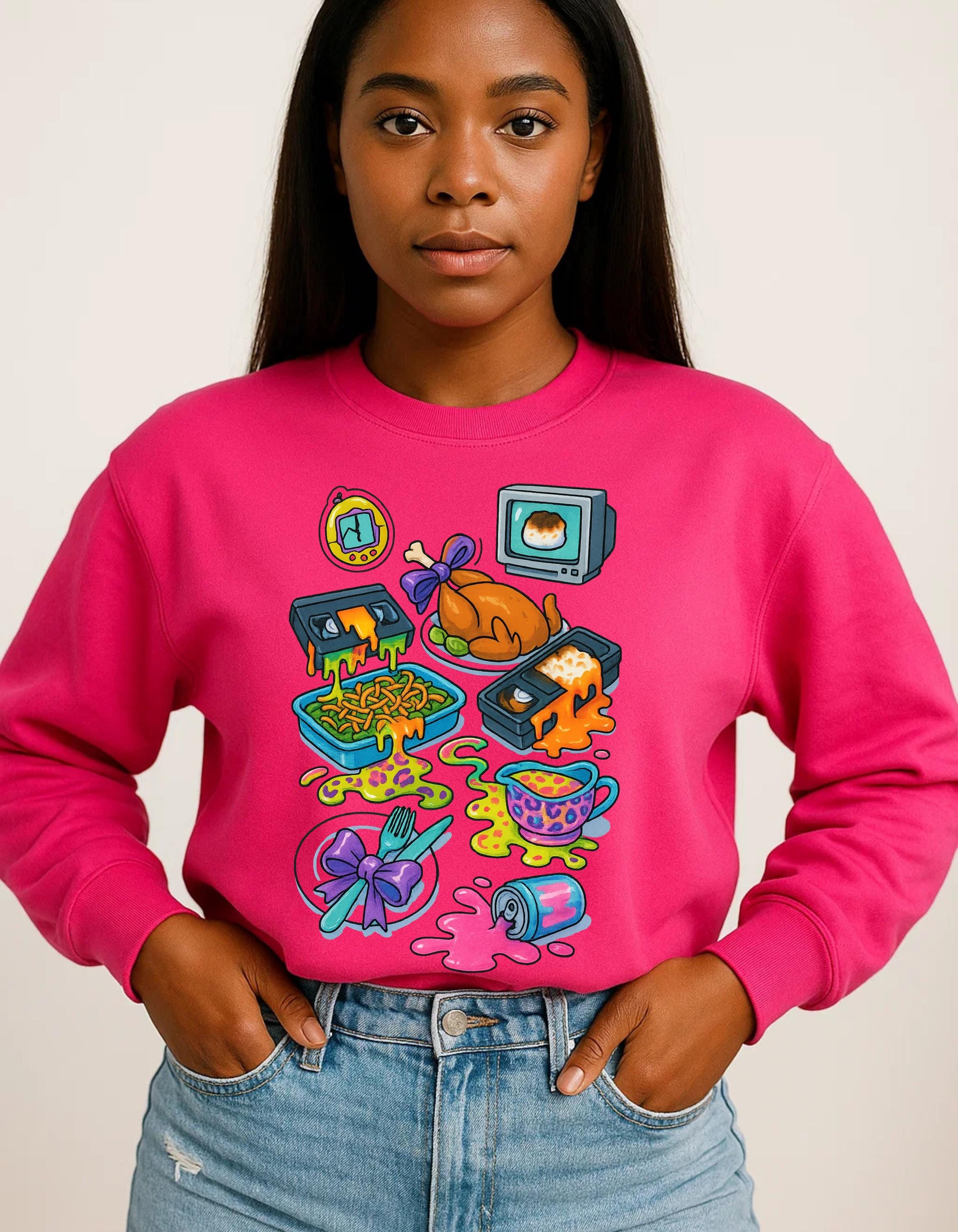 Y2K Leopard Print Crewneck: Cozy Unisex Cartoon Sweatshirt for Thanksgiving, Birthday & Holiday Gifts