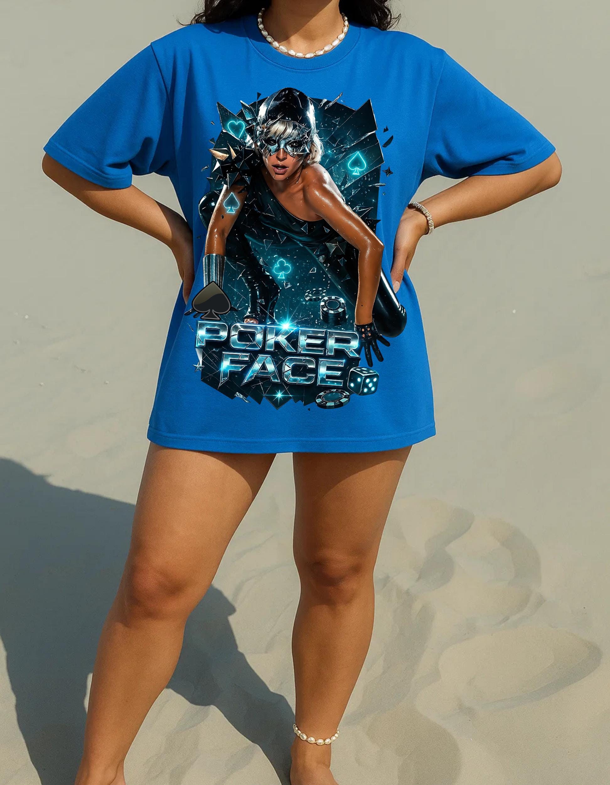 Poker Face Graphic Tee: Unisex Heavy Cotton T-Shirt