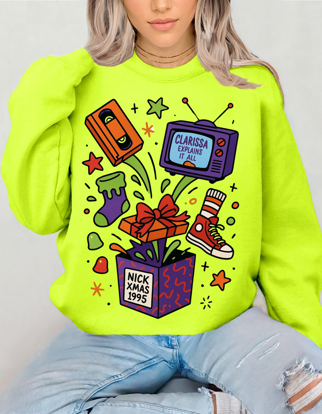 Vibrant Retro Parody Crewneck: Unisex Vintage Graphic Sweatshirt for Trendy Casual Loungewear