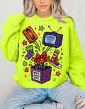 Vibrant Retro Parody Crewneck: Unisex Vintage Graphic Sweatshirt for Trendy Casual Loungewear