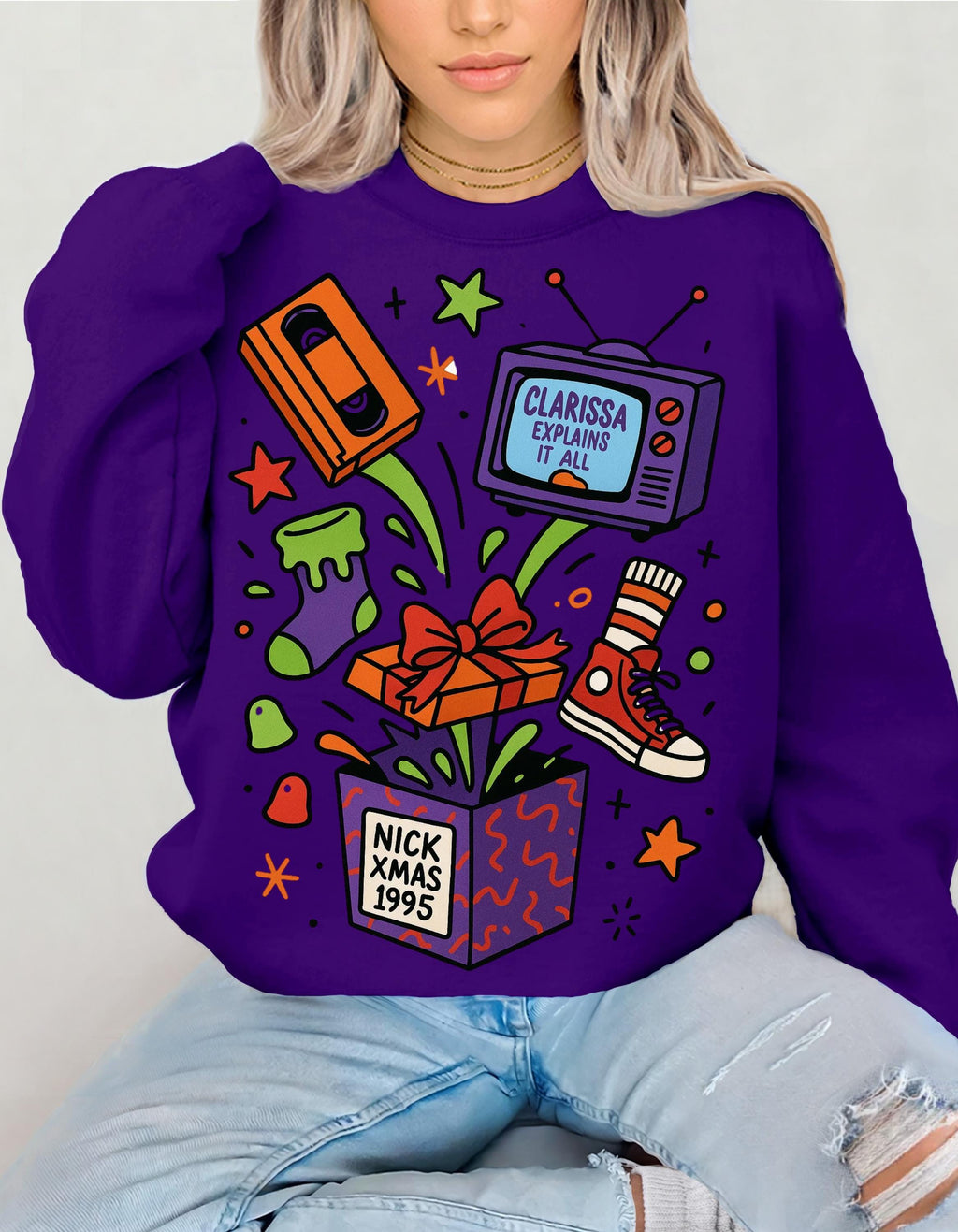 Vibrant Retro Parody Crewneck: Unisex Vintage Graphic Sweatshirt for Trendy Casual Loungewear