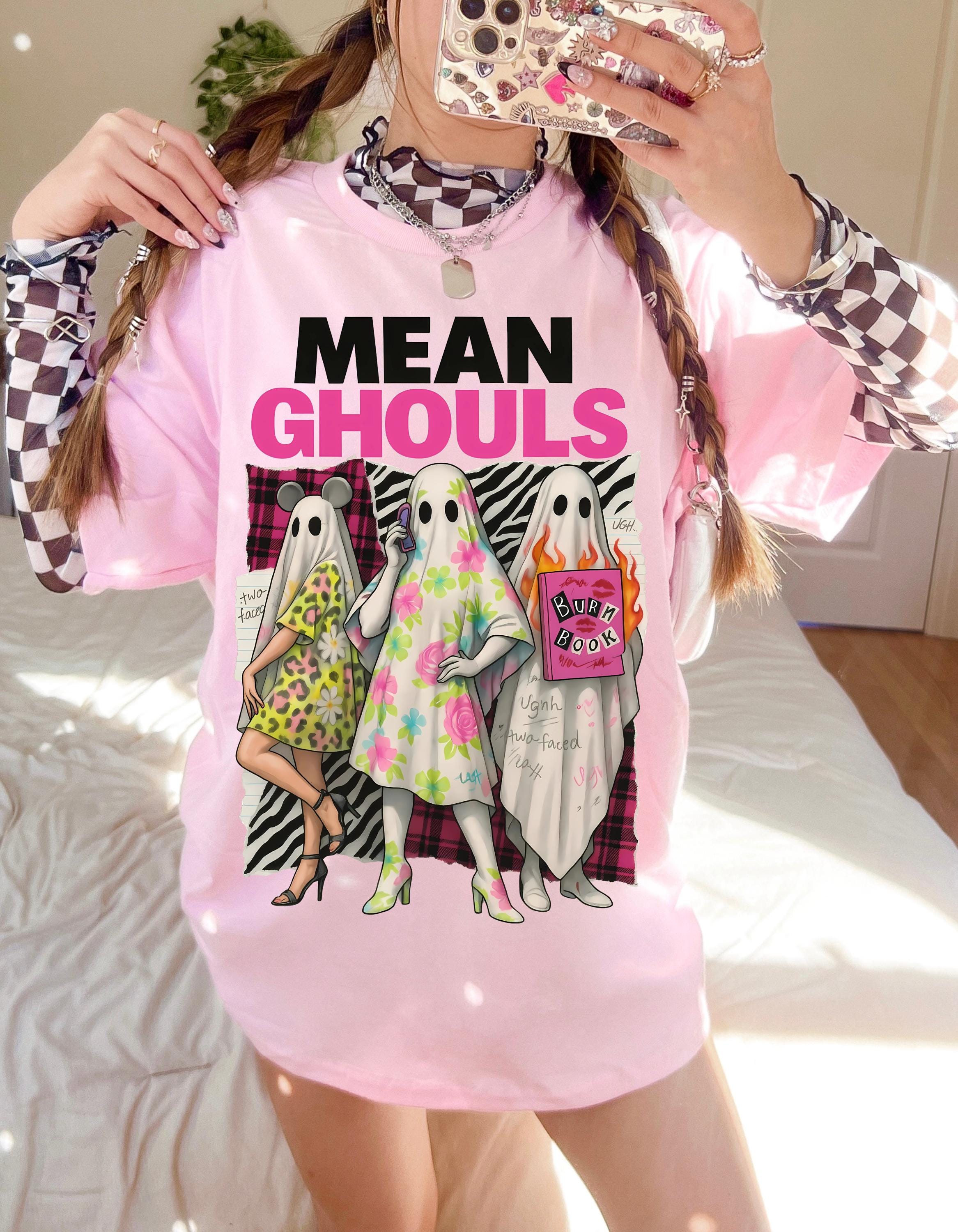 Vintage-Style Mean Ghouls Unisex Cotton Tee: Spooky Halloween Graphic Shirt, Trendy Ghost Apparel