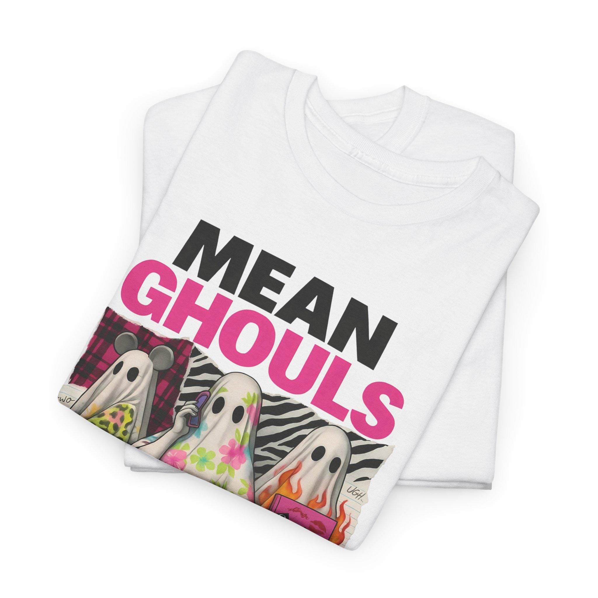 Vintage-Style Mean Ghouls Unisex Cotton Tee: Spooky Halloween Graphic Shirt, Trendy Ghost Apparel