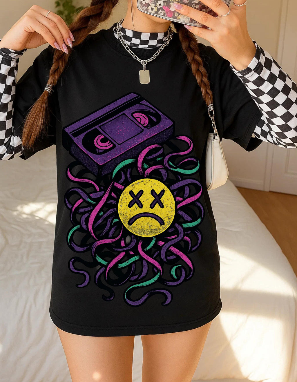 Retro Chaos Music Tee: Vibrant Graphic Unisex Cotton Shirt